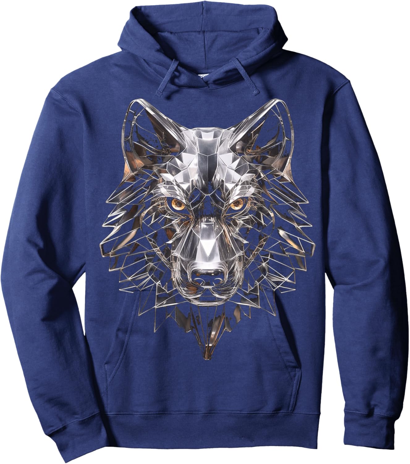 Wolf Glass Art Polygon Animal Abstract Graphic Wolf Hoodie - Hoodie | Navy