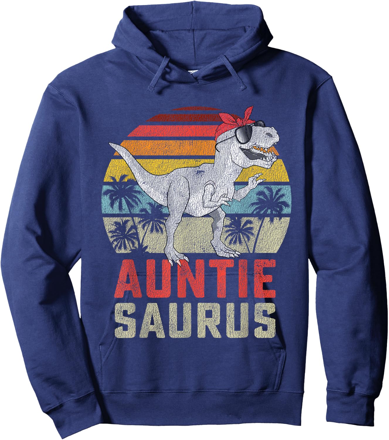 Auntiesaurus T Rex Dinosaur Auntie Saurus Family Matching Hoodie - Hoodie | Navy