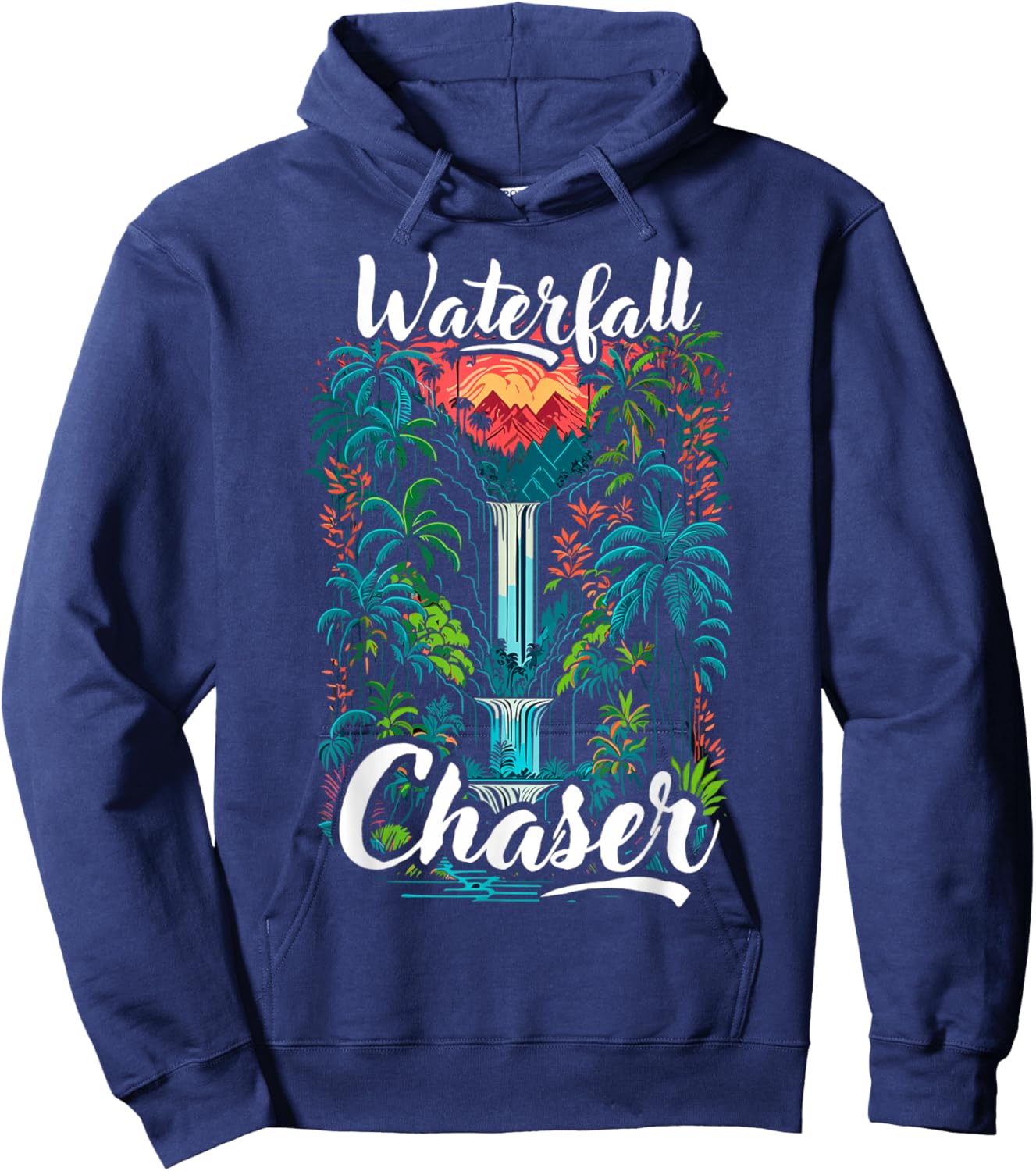 Waterfall chaser, funny, nature, traveling and outdoors Hoodie - Hoodie | Navy