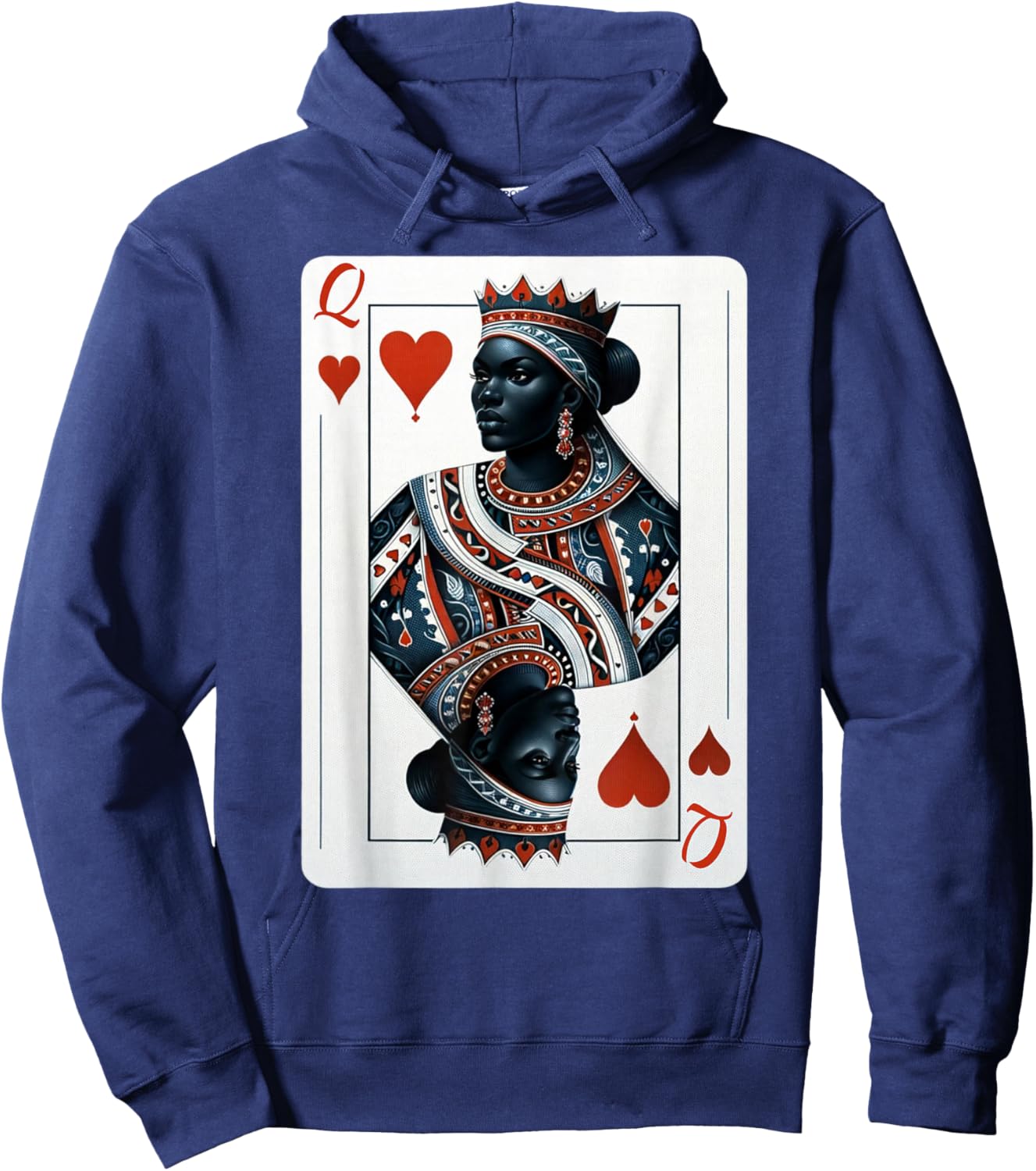 Black Queen of Hearts Card Deck Game Proud Black Woman Hoodie - Hoodie | Navy