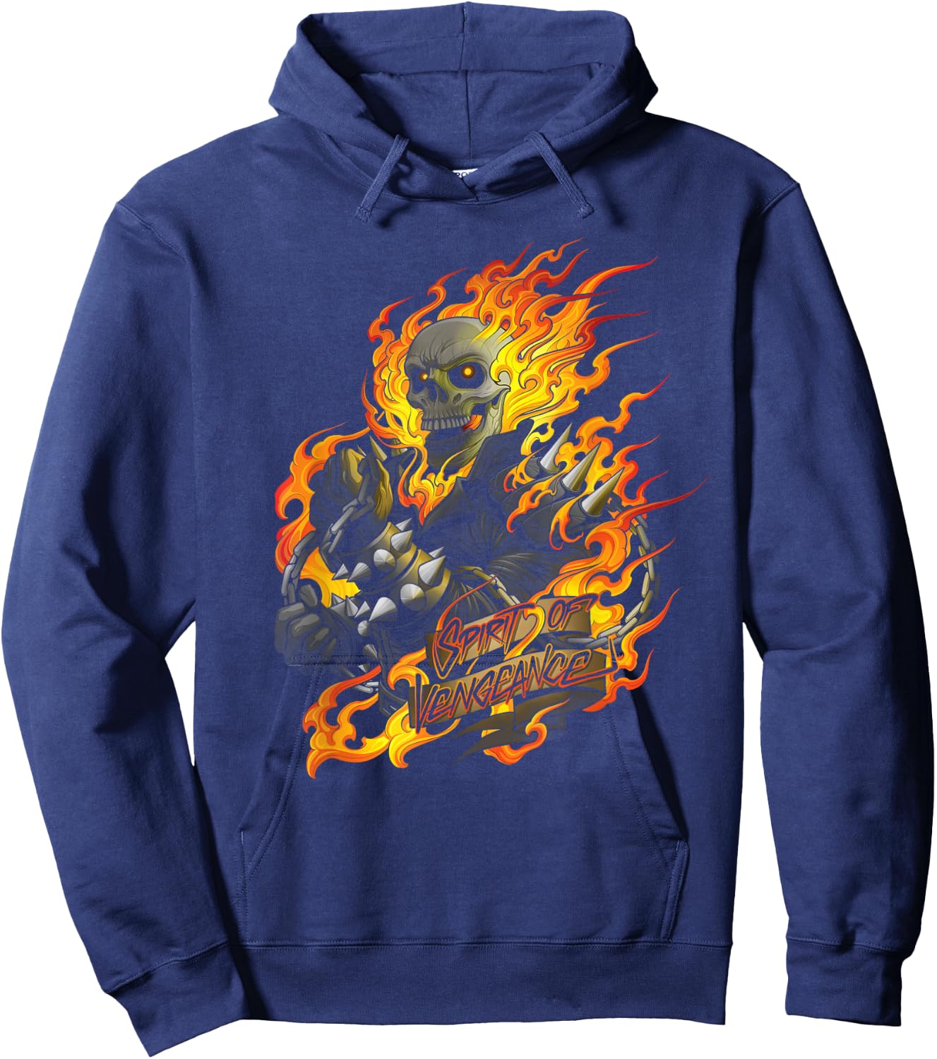 Marvel Ghost Rider Spirit of Vengeance Flaming Skull Hoodie - Hoodie | Navy