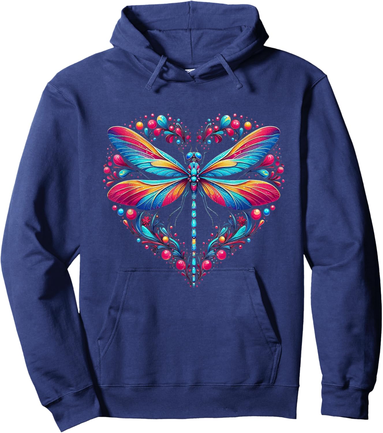 Dragonfly Love Spiritual Colorful Dragonflies Art Garden Hoodie - Hoodie | Navy