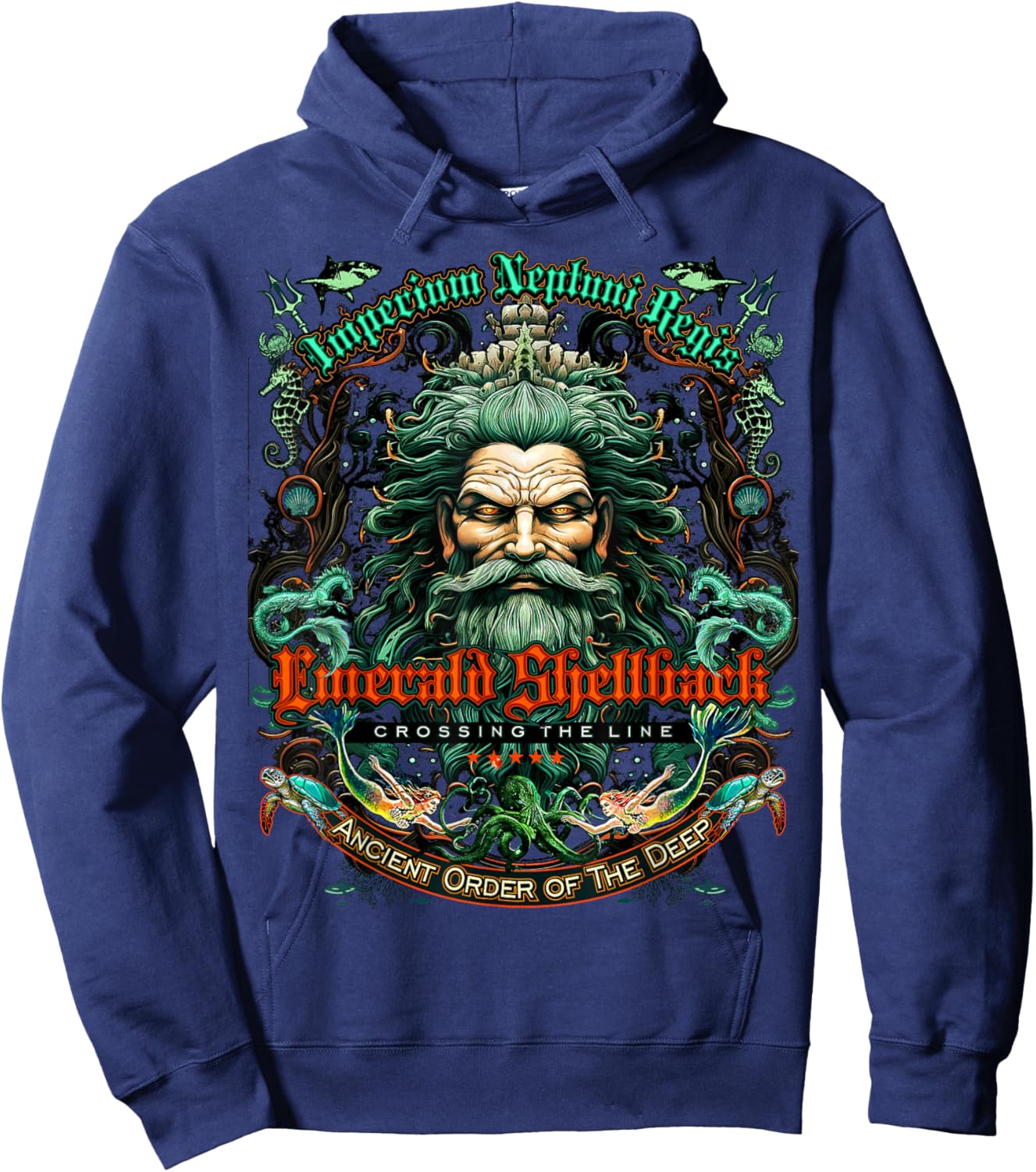 Emerald Shellback Crossing The Line Hoodie - Hoodie | Navy
