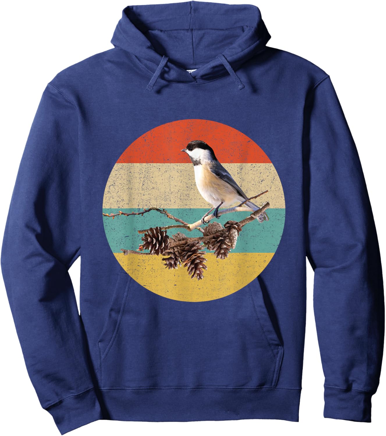 Ornithology Chickadee Bird Lover Retro Chickadee Bird Hoodie - Hoodie | Navy