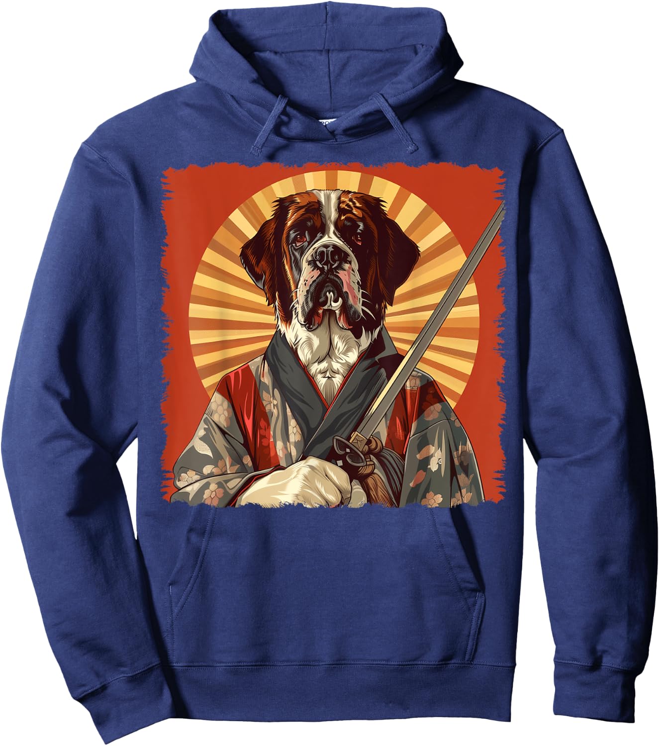 St. Bernard Dog Japanese Art Samurai Ukiyo-e Hoodie - Hoodie | Navy