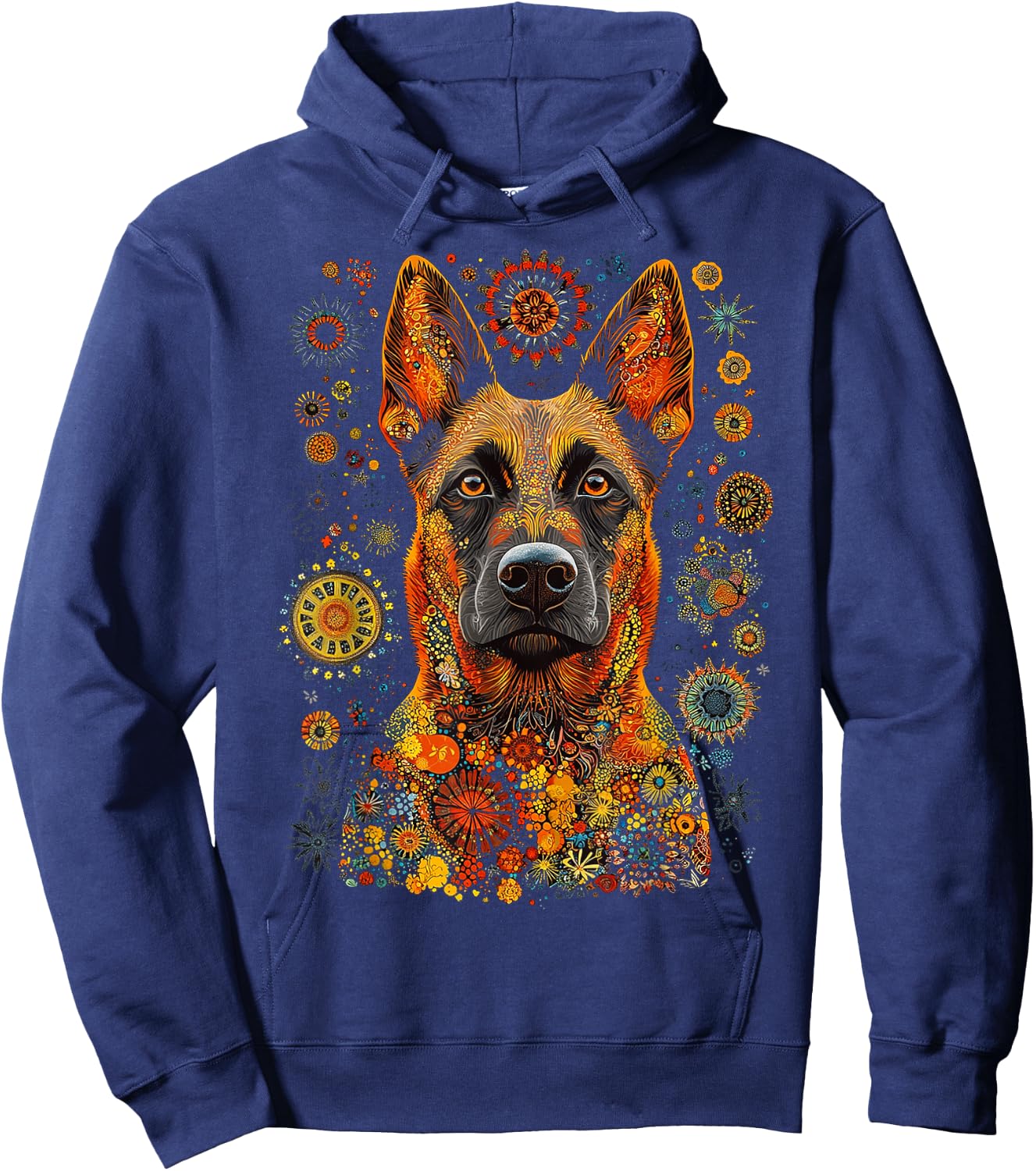 Belgian Malinois Dog Pet Artwork Mandala Belgian Malinois Hoodie - Hoodie | Navy