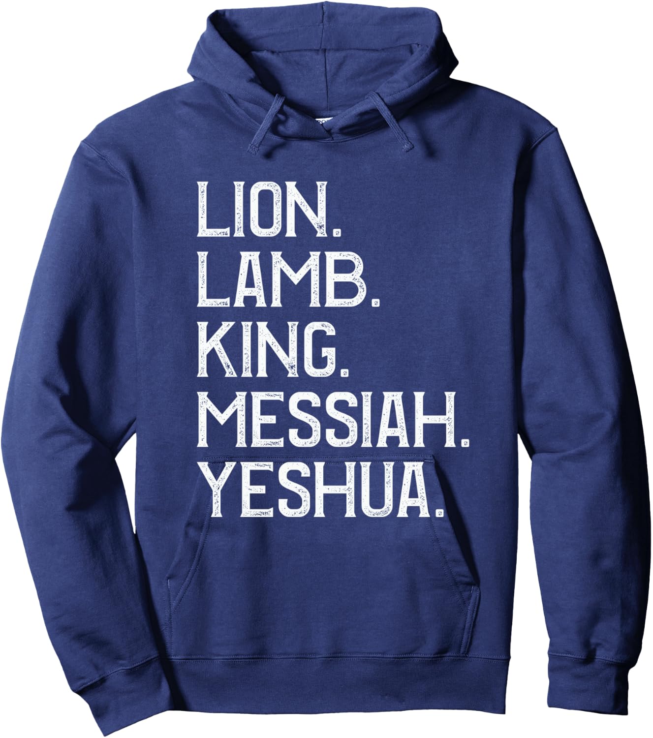 Distressed Lion Lamb King Messiah Yeshua Christian Bible Hoodie - Hoodie | Navy