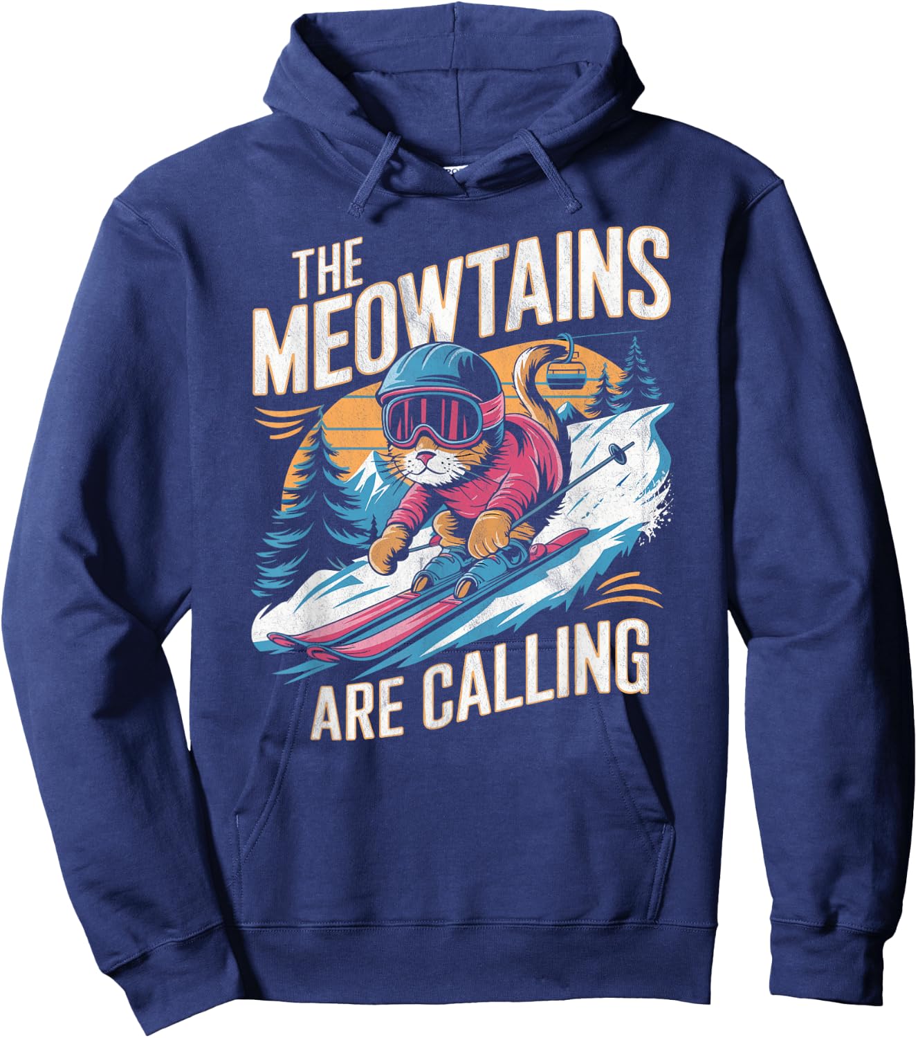 The meowtains are calling Cat Snowboard Ski Men Women Kids Hoodie - Hoodie | Navy