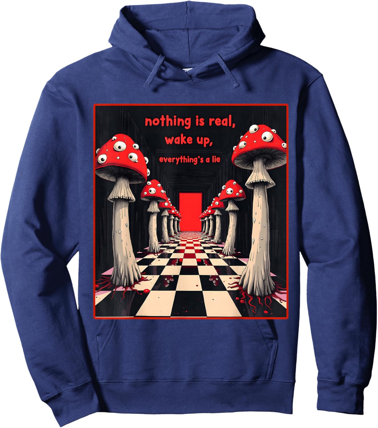 Weirdcore Aesthetic Mushroom Eyes Shirt Creepy Strangecore Hoodie - Hoodie | Navy