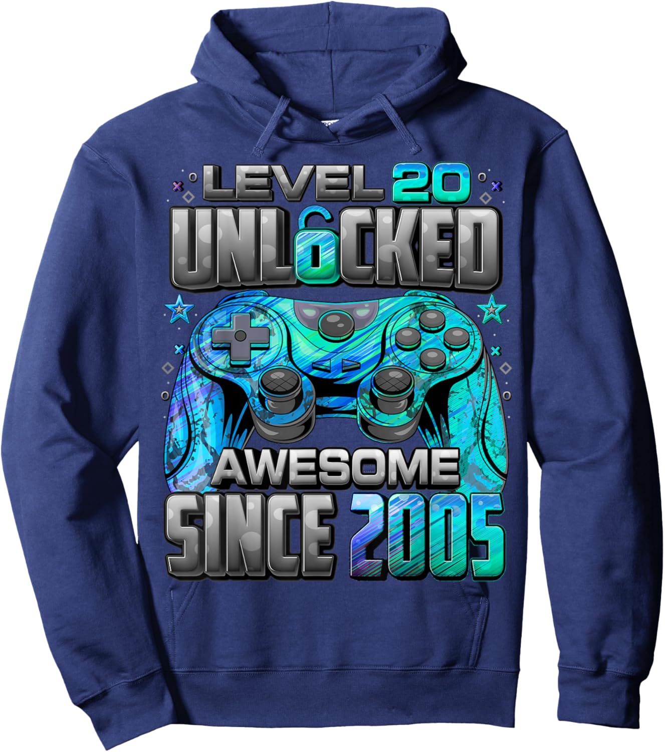 Level 20 Unlocked Awesome Since 2005 20th Birthday Gaming Hoodie - Hoodie | Navy