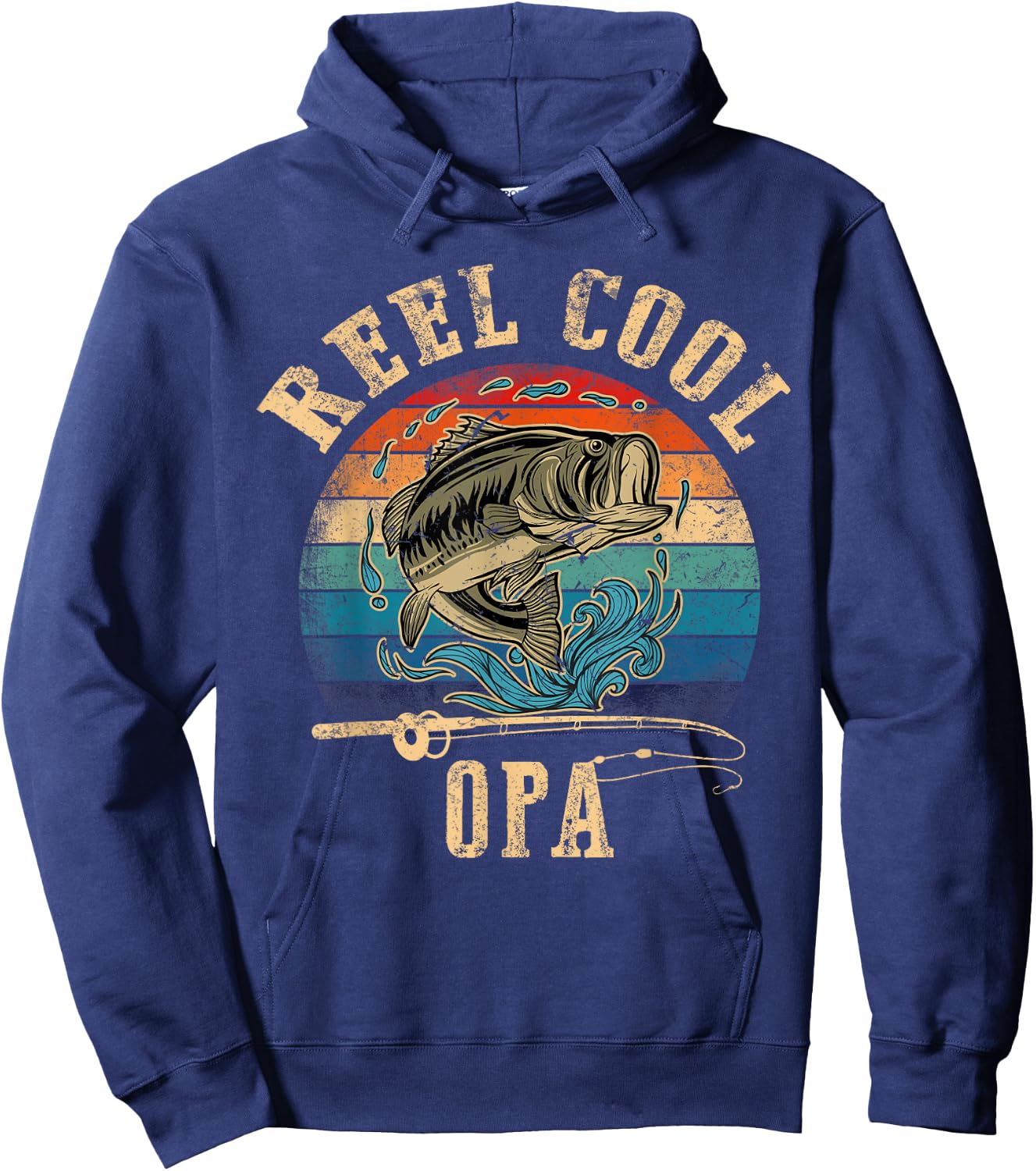 Vintage Reel Cool Opa Fish Fishing Shirt Father's Day Hoodie - Hoodie | Navy