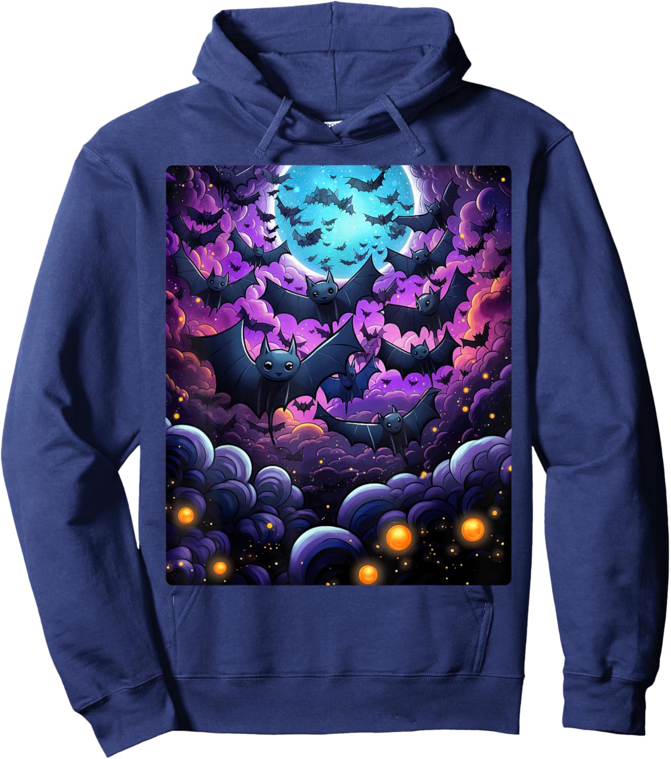 Gothic Bat Spooky Bats Pattern Moon Night Hoodie - Hoodie | Navy