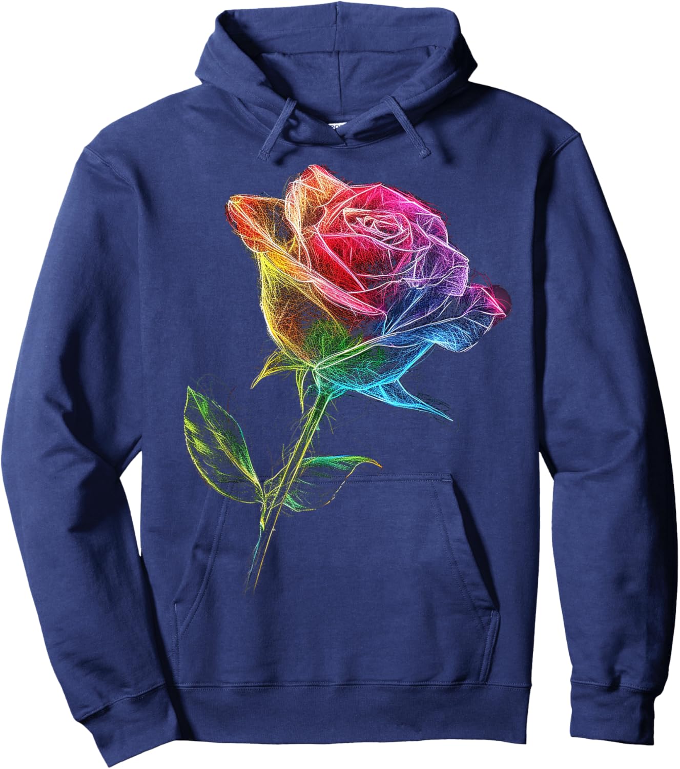Rose Colorful Drawing Nature Art Graphic Rose Hoodie - Hoodie | Navy