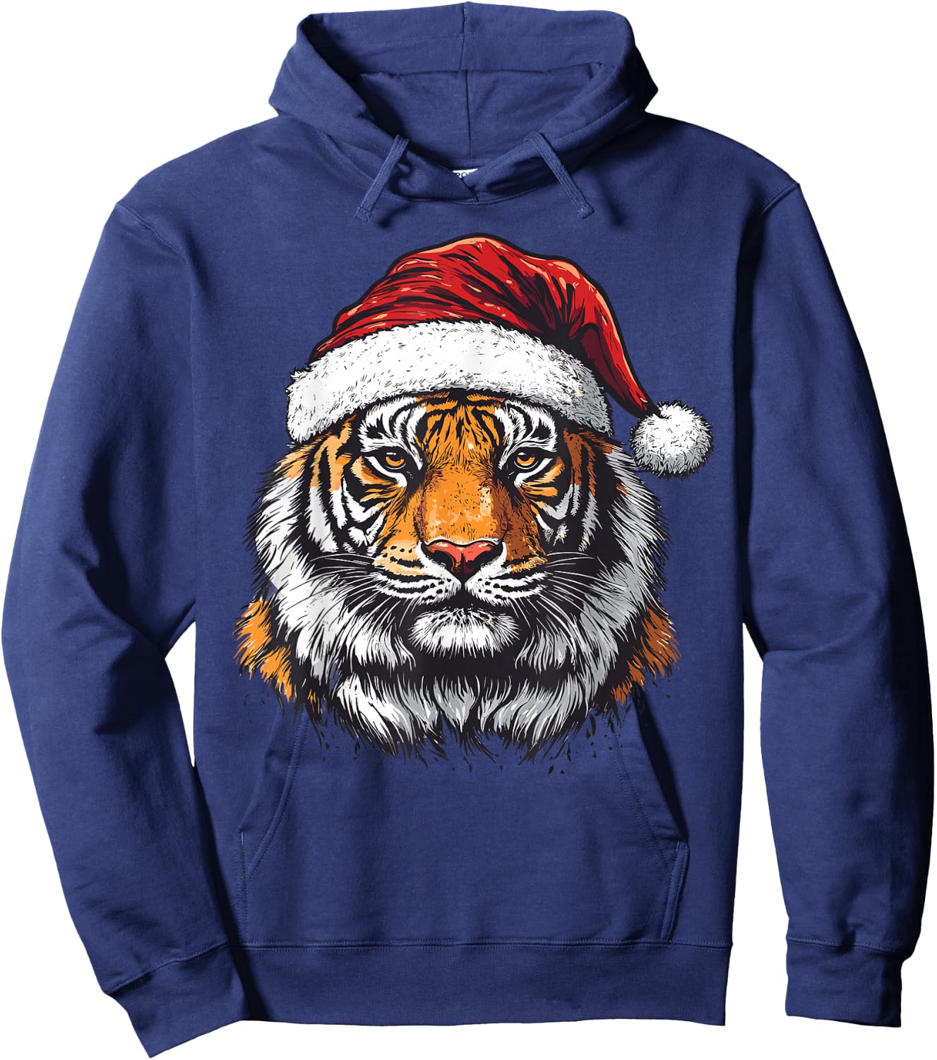 Tiger Santa Hat Zookeeper Xmas Tiger Lovers Christmas Pajama Hoodie - Hoodie | Navy
