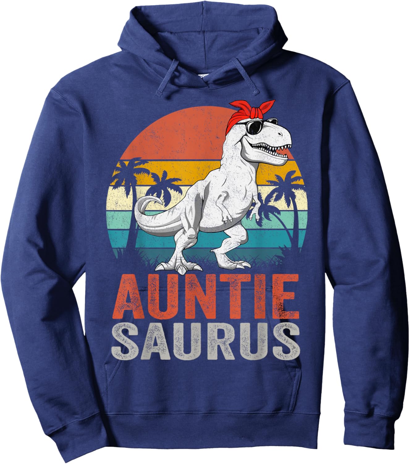 Auntiesaurus T Rex Dinosaur Auntie Saurus Family Matching Hoodie - Hoodie | Navy