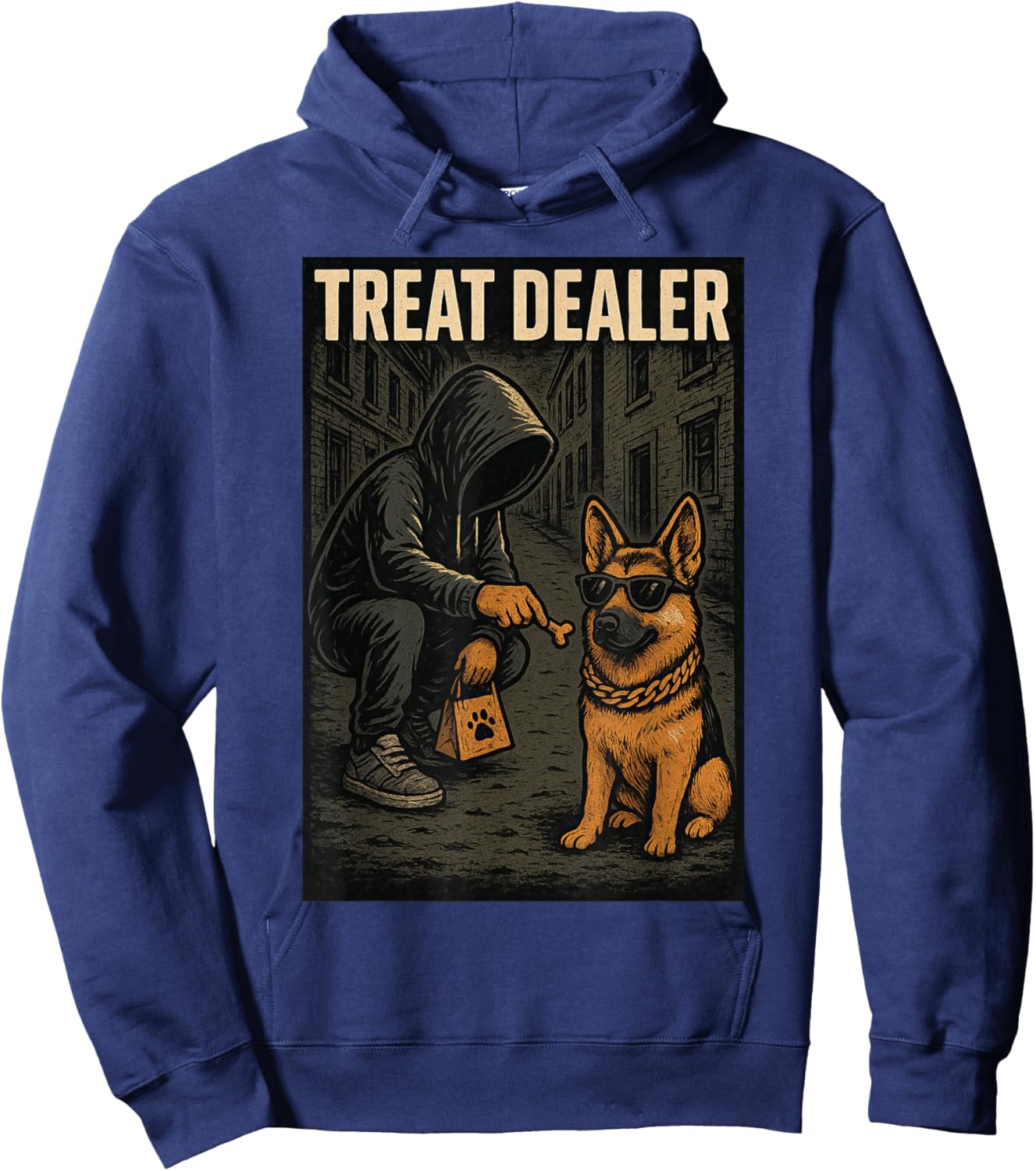 German Shepherd Treat Dealer Parody Humor Dog Lover Hoodie - Hoodie | Navy