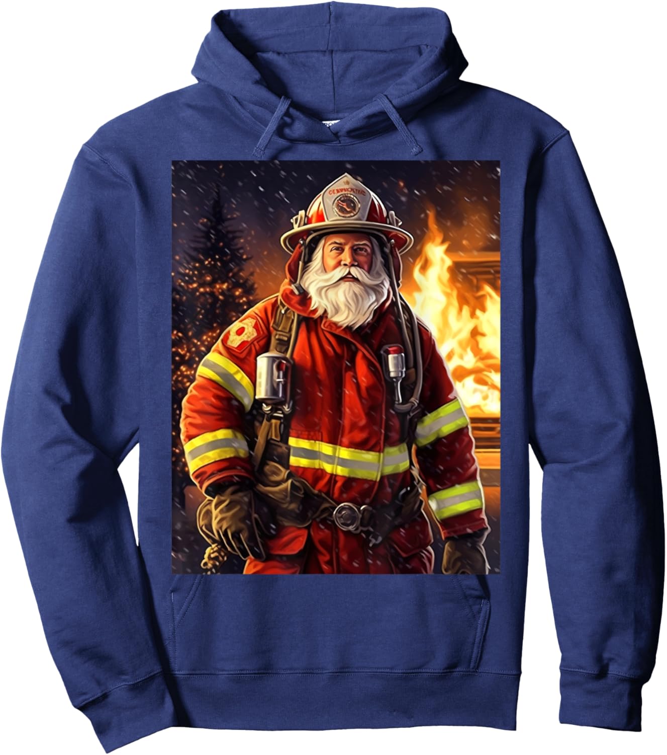 No.3, Hero, Christmas, Santa Claus at the fire department Hoodie - Hoodie | Navy