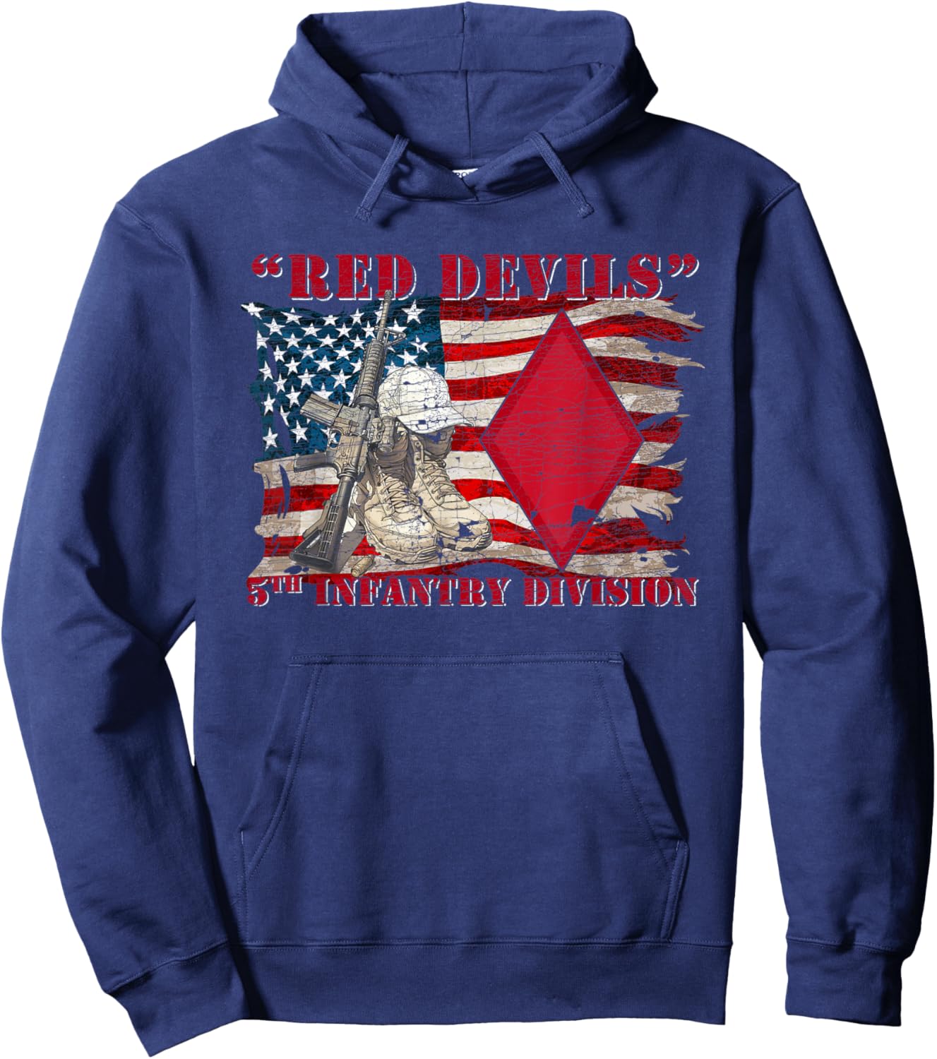 5th Infantry Division 5th ID Red Diamond Division Hoodie - Hoodie | Navy