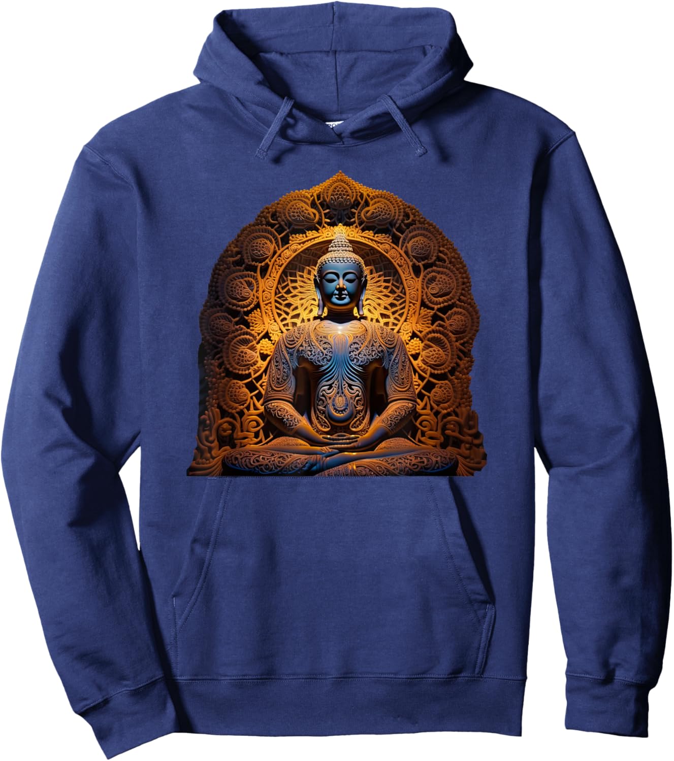 Buddha Statue Yoga Buddhist Zen Buddhism Meditation Hoodie - Hoodie | Navy