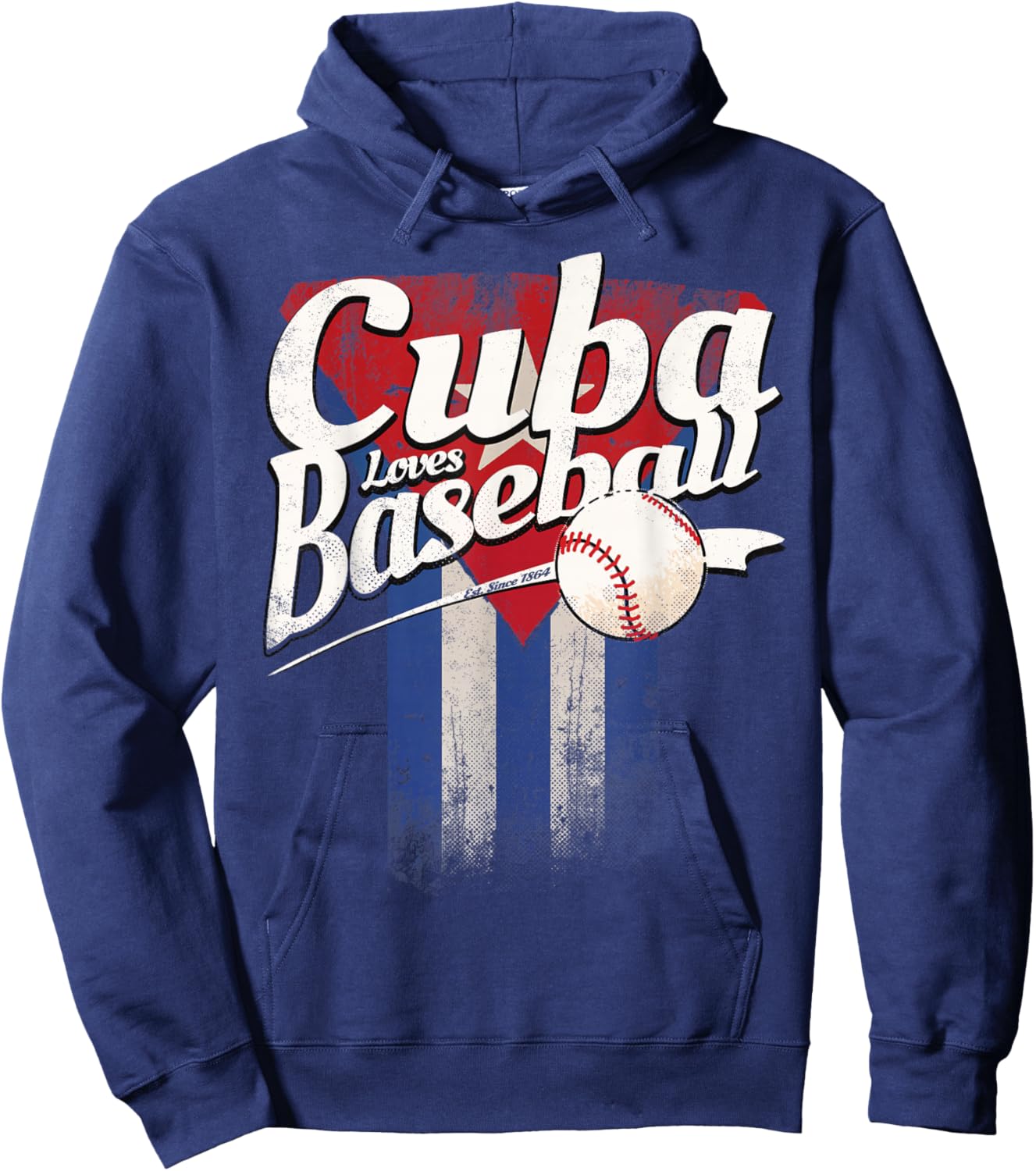 Cuban Baseball Shirt Cuba Flag Beisbol Fan Hispanic Heritage Hoodie - Hoodie | Navy