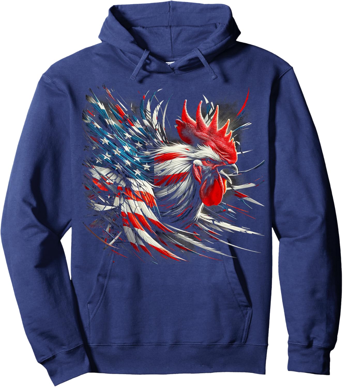American Flag Rooster Chicken 4th of July Animal Hoodie - Hoodie | Navy
