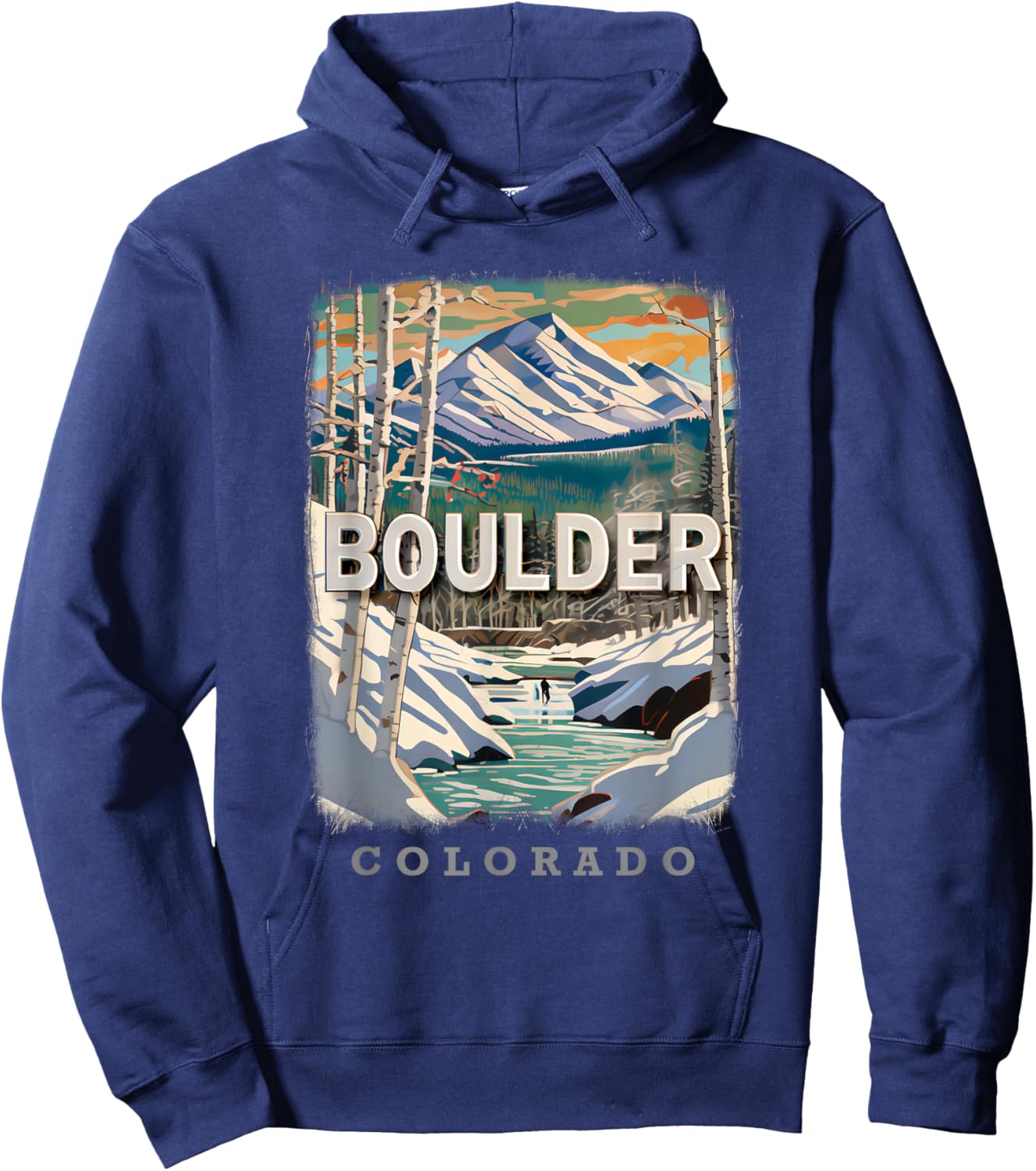 Boulder Colorado CO Rocky Mountain Majesty SD434 Hoodie - Hoodie | Navy