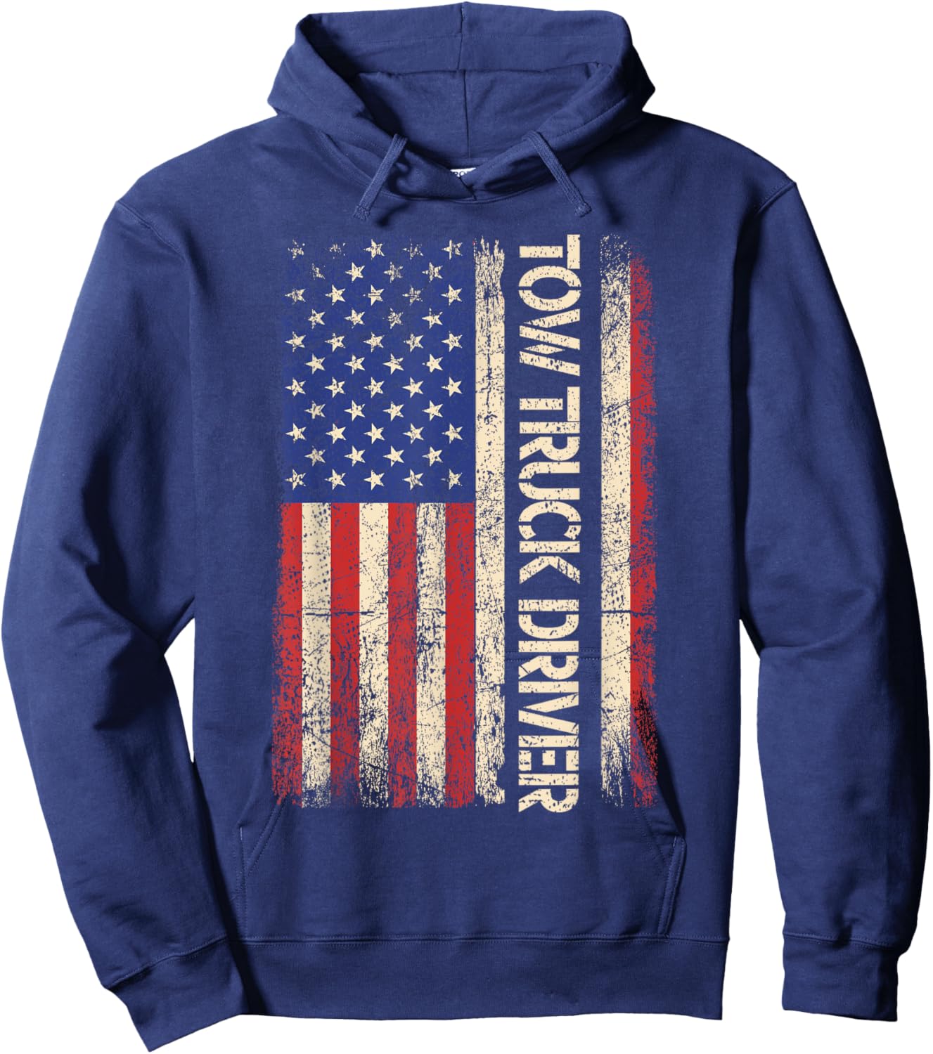 Tow Truck Driver USA American flag Shirt Towing Dad Men Hoodie - Hoodie | Navy