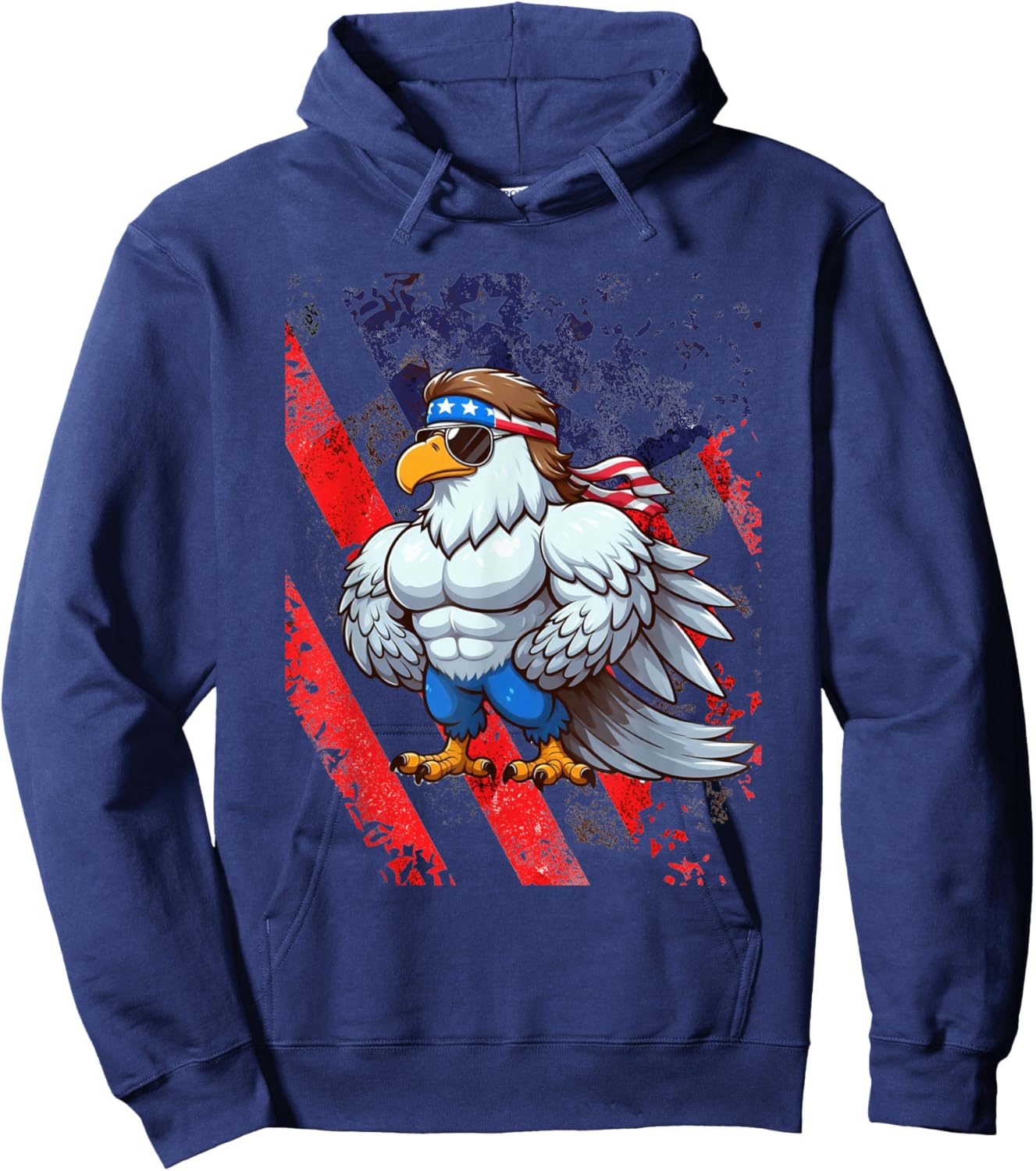 Funny American Mullet Eagle America 4th Of July Merica Hoodie - Hoodie | Navy
