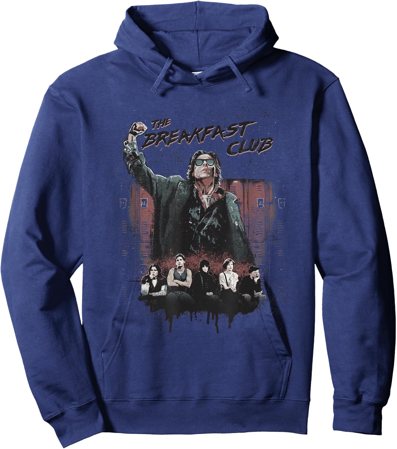 Breakfast Club Distressed Main Cast Logo Collage Hoodie - Hoodie | Navy