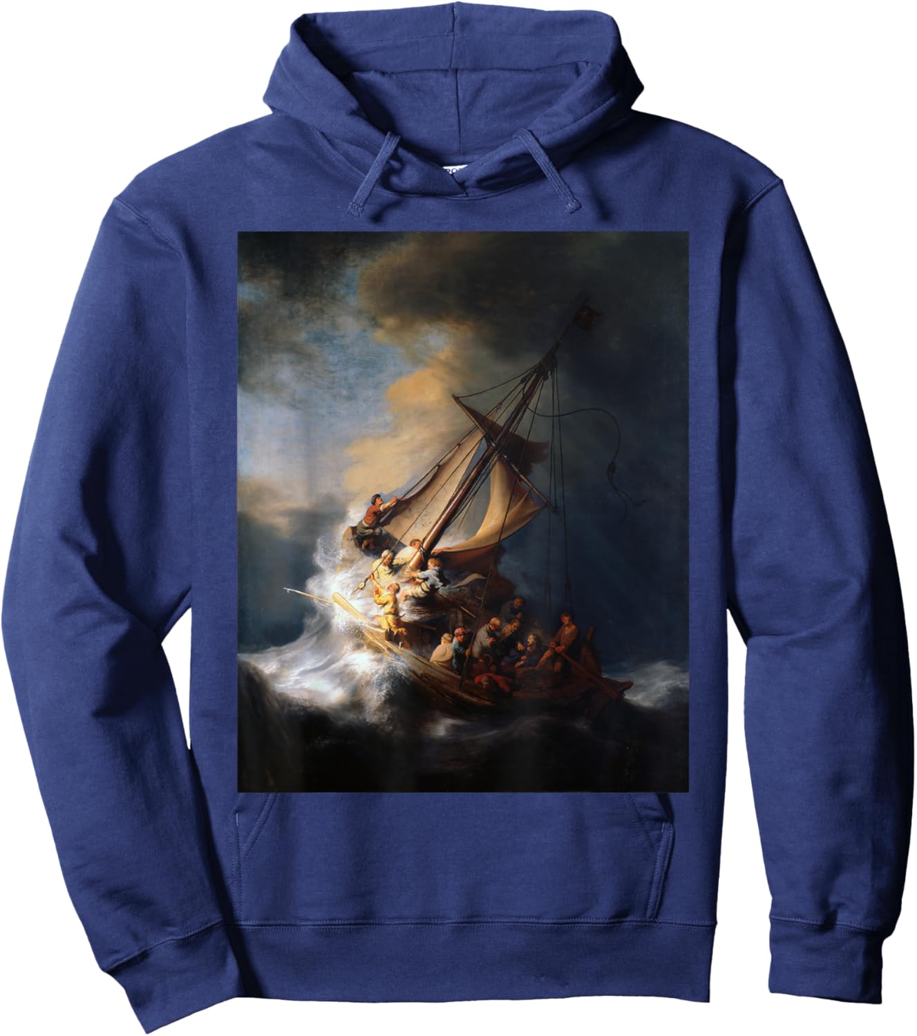 Rembrandt Christ in the Storm at the Sea of Galilee Hoodie - Hoodie | Navy