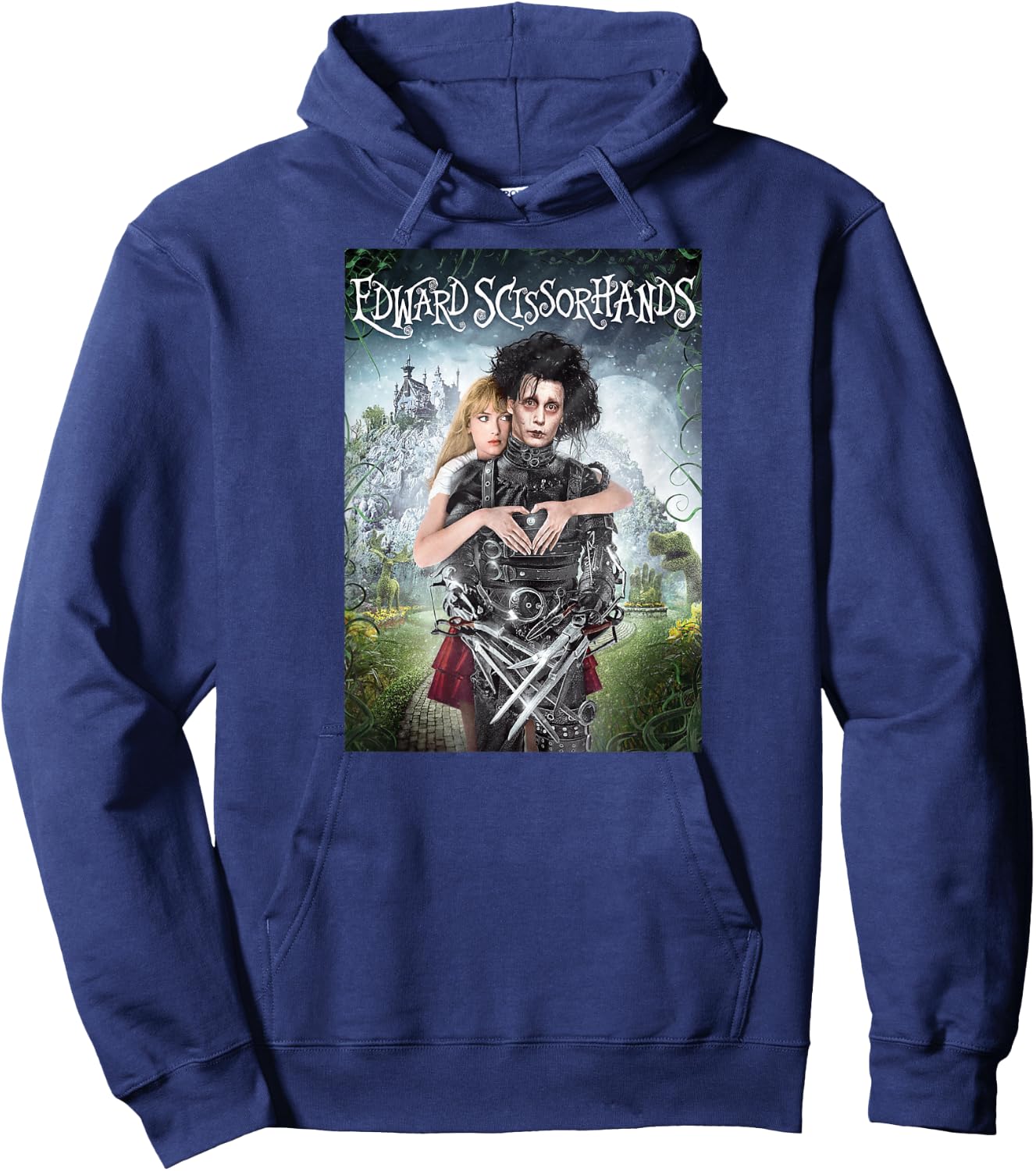 Tim Burton's Edward Scissorhands Edward and Kim Movie Poster Hoodie - Hoodie | Navy