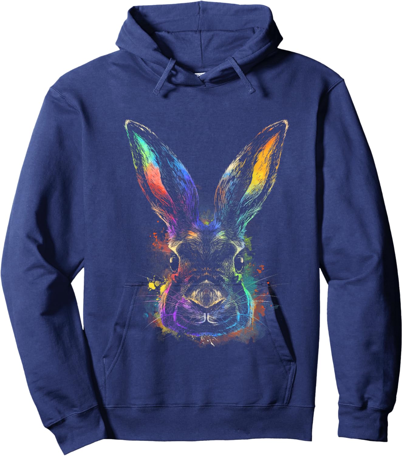 Rabbit Watercolor Bunny Hare Pet Easter Hoodie - Hoodie | Navy