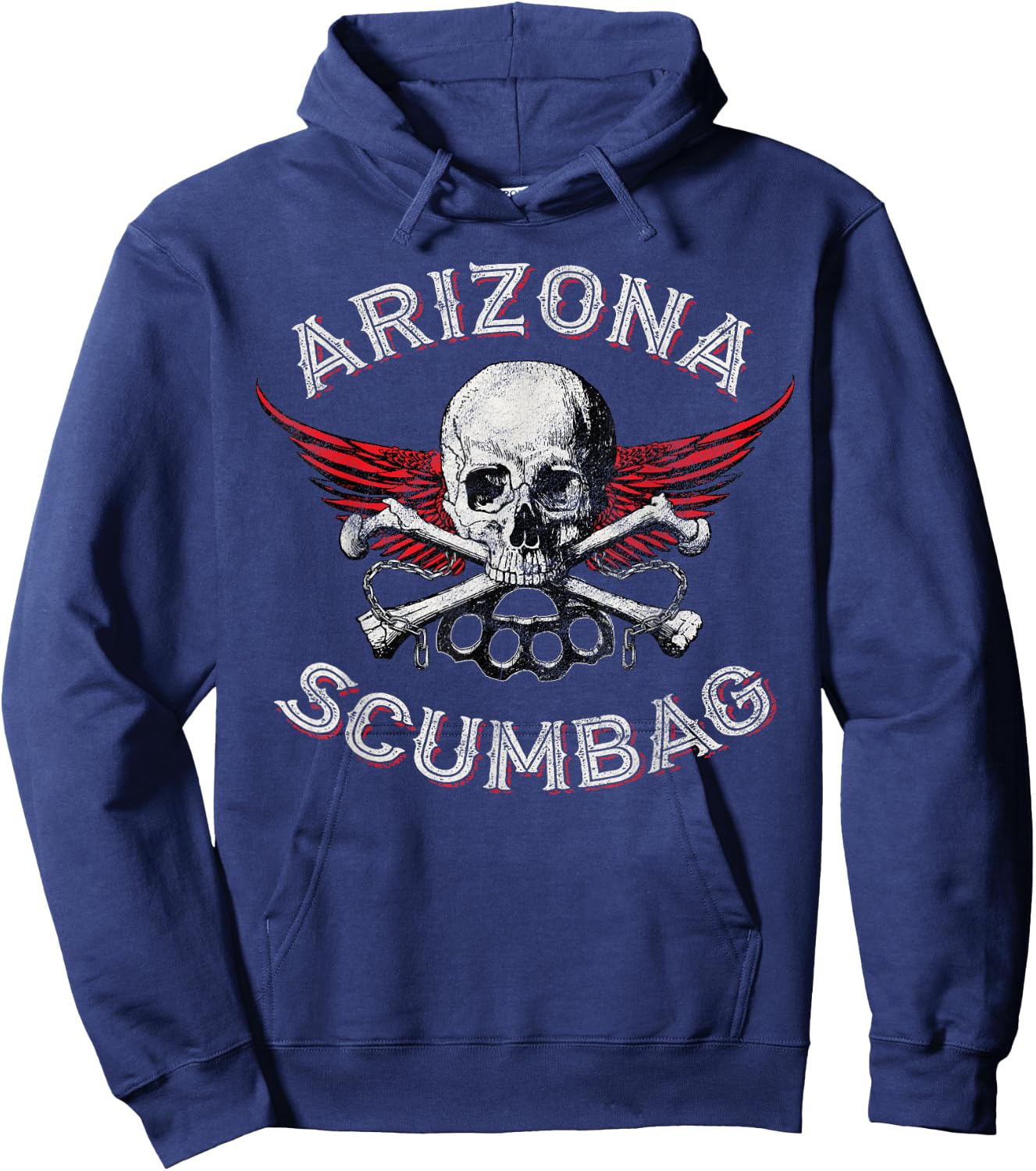 Funny Arizona Scumbag Vintage Distressed Skull Biker Style Hoodie - Hoodie | Navy