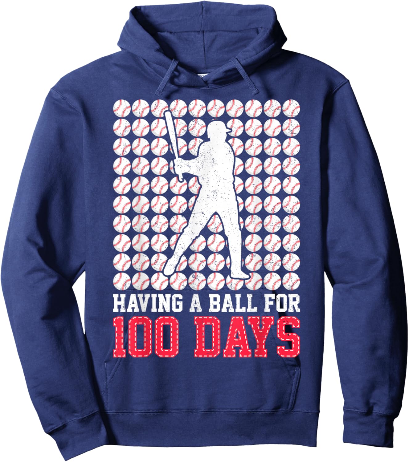100 Days Of School Baseball 100th Day Balls For Boys Players Hoodie - Hoodie | Navy