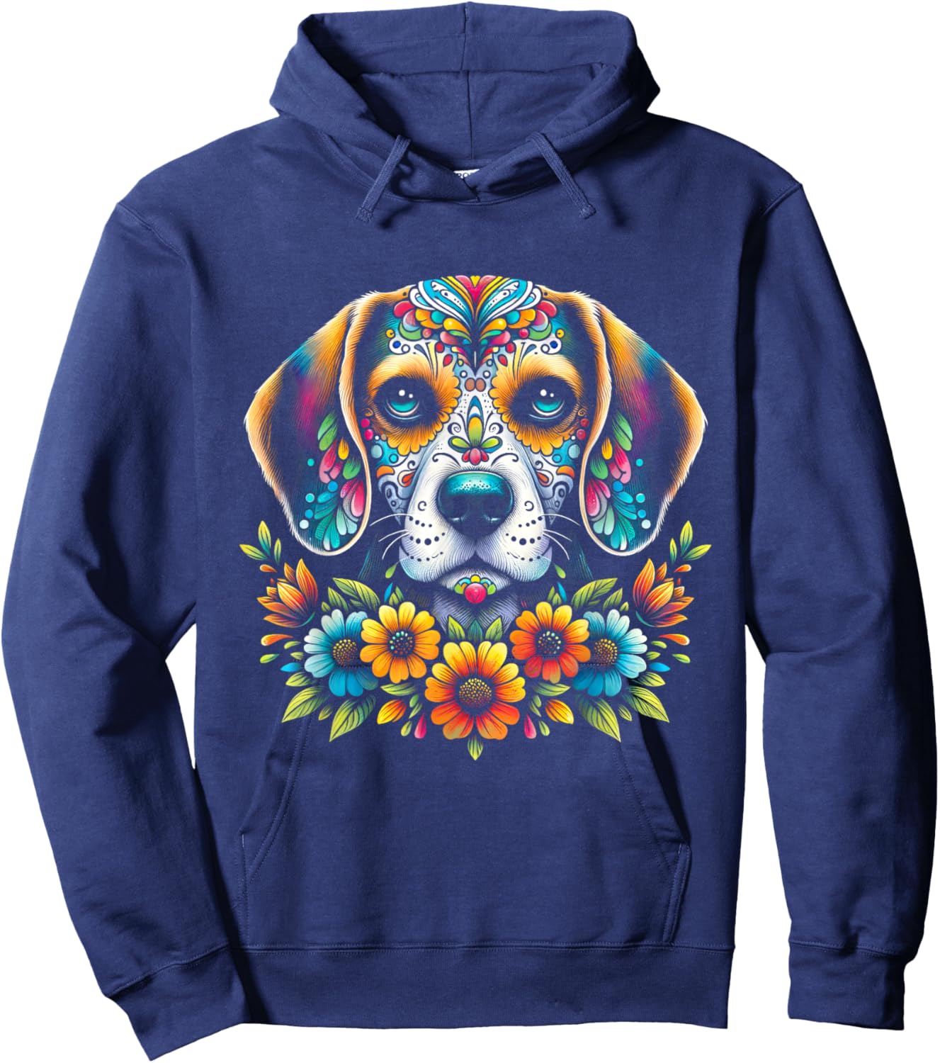 Cinco De Mayo Sugar Skull Flower Beagle Dog Men Women Kids Hoodie - Hoodie | Navy