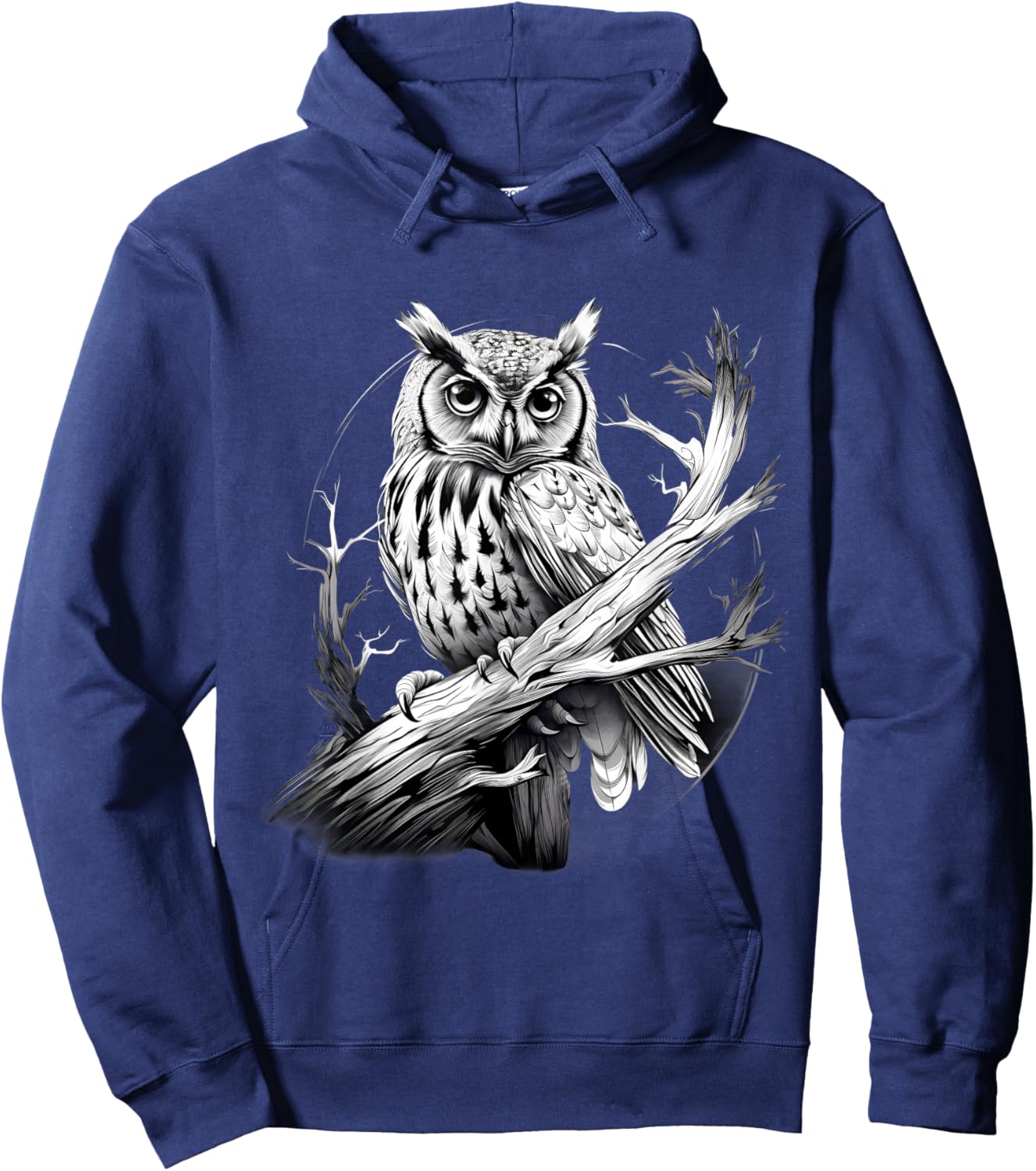 Owl Artwork Animal Lovers Animal Print Portrait Drawing Hoodie - Hoodie | Navy