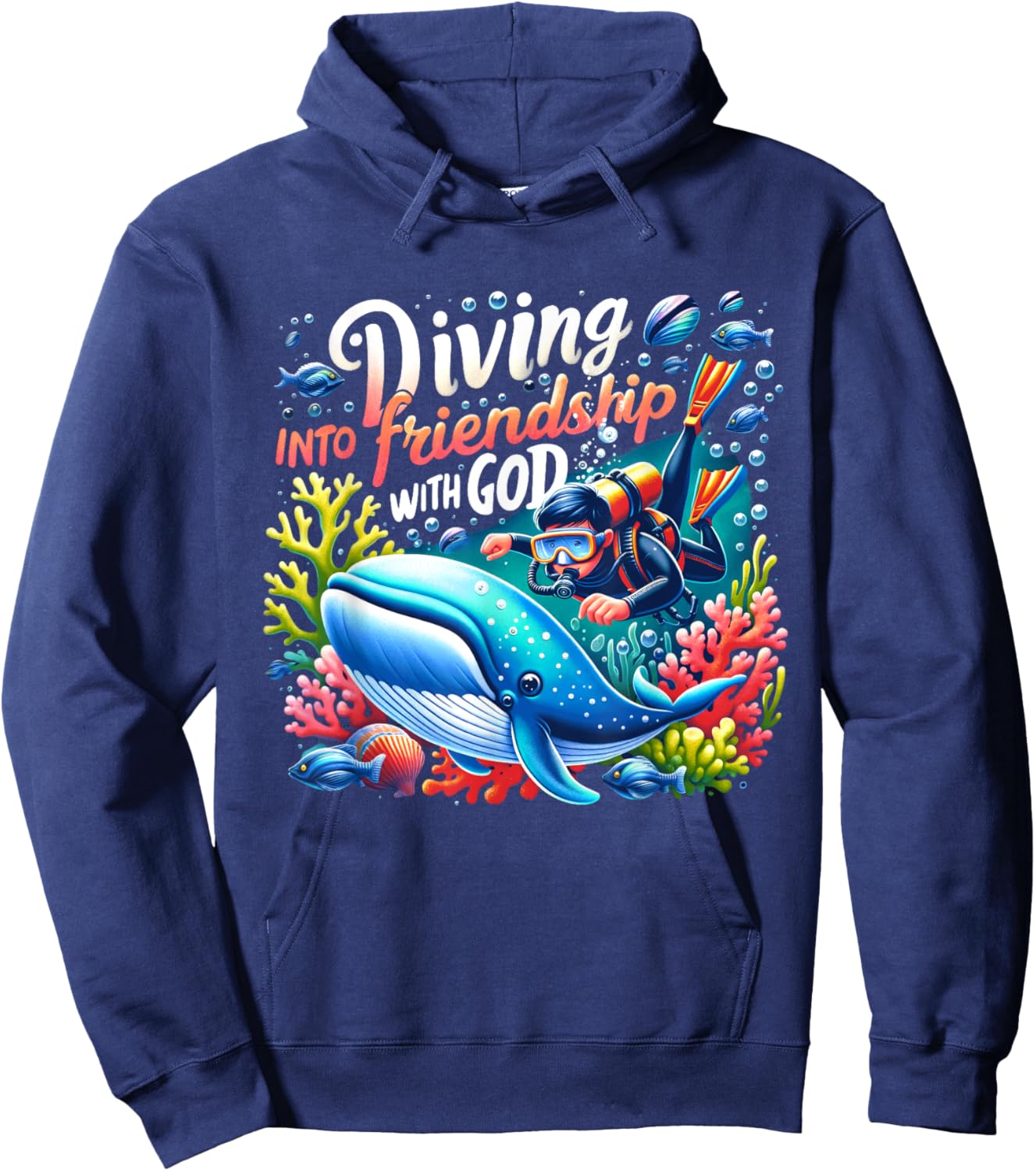 Vacation Bible School Diving Into Friendship God VBS 2024 Hoodie - Hoodie | Navy