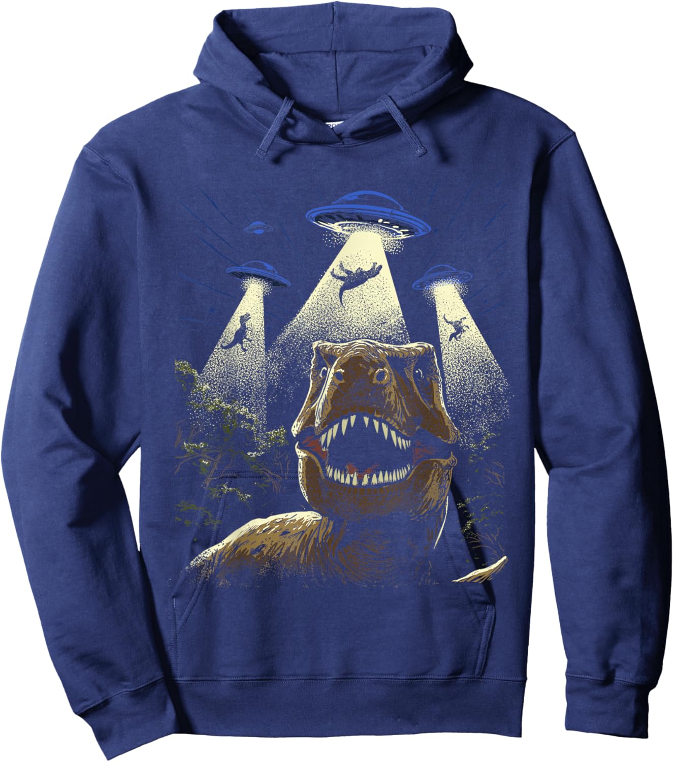 Alien Dinosaur Shirt T-Rex Dinosaur Selfie UFO Abduction Hoodie - Hoodie | Navy