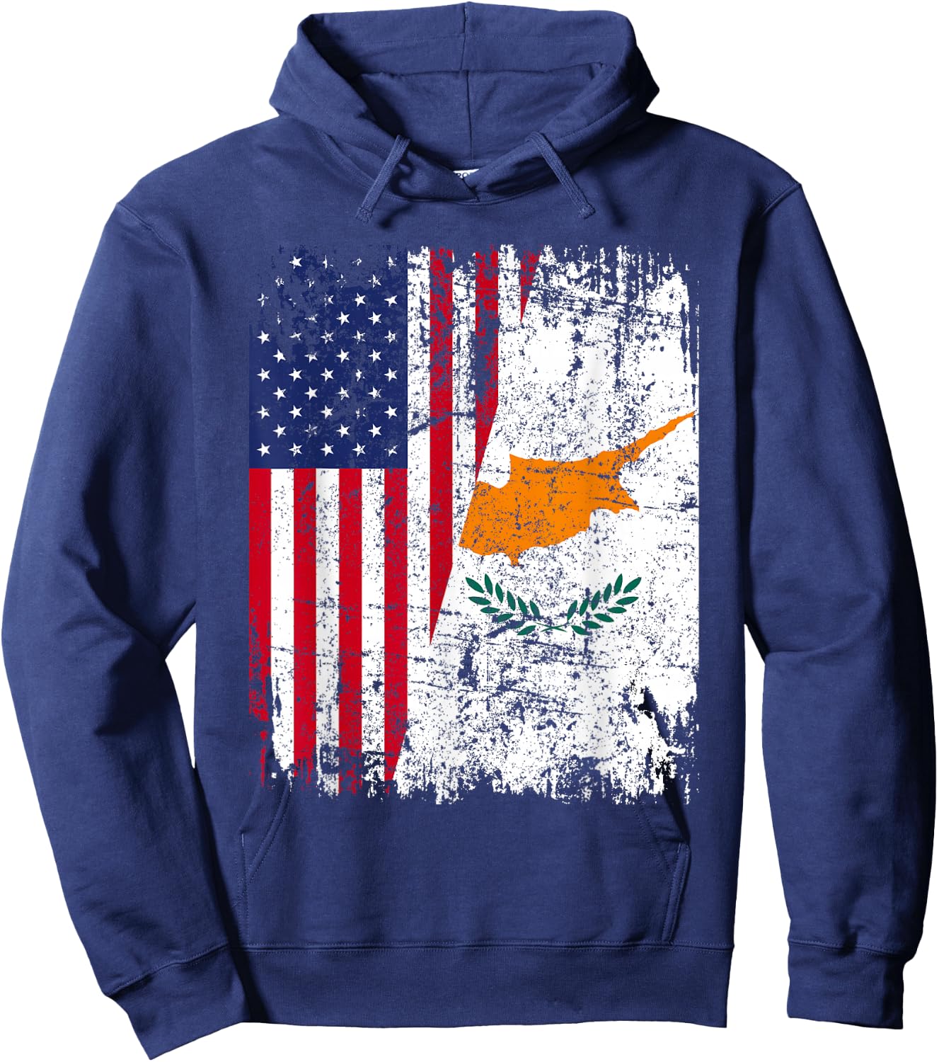 CYPRIOT ROOTS | Half American Flag | USA CYPRUS FLAG Hoodie - Hoodie | Navy
