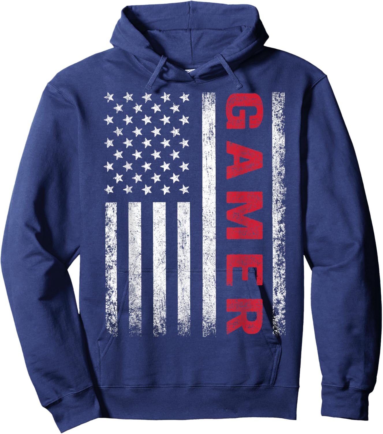 American Flag Funny Gamer Gift Video Games Boys Men Gaming Hoodie - Hoodie | Navy