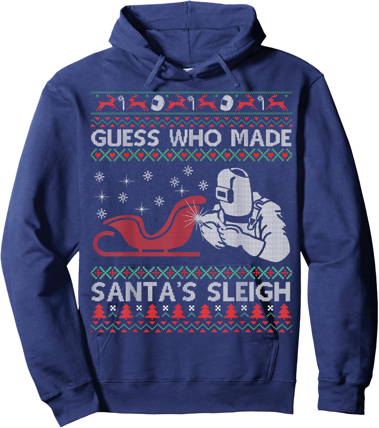 Ugly Christmas Welder - Funny Xmas Pajamas Gifts Sweater Hoodie - Hoodie | Navy