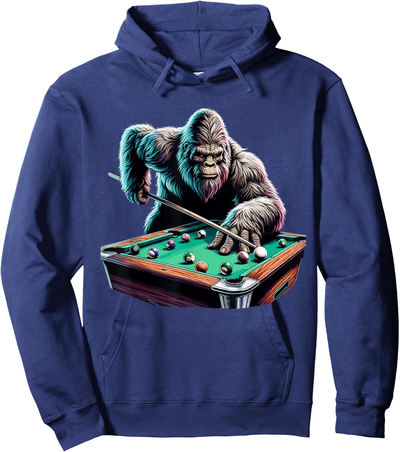 Funny Bigfoot Sasquatch Billiards Pool Player Men Boys Hoodie - Hoodie | Navy