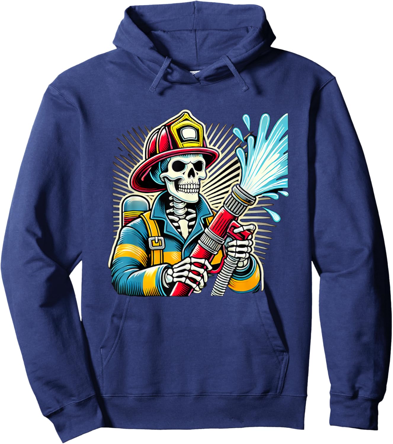 Halloween Skeleton Firefighter Hoodie - Hoodie | Navy
