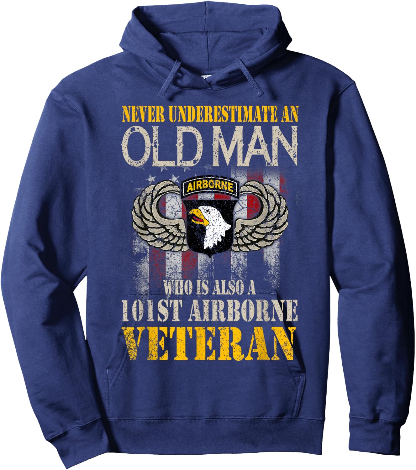 Never Underestimate an Old Man 101st Airborne Veteran Gift Small Hoodie - Hoodie | Navy