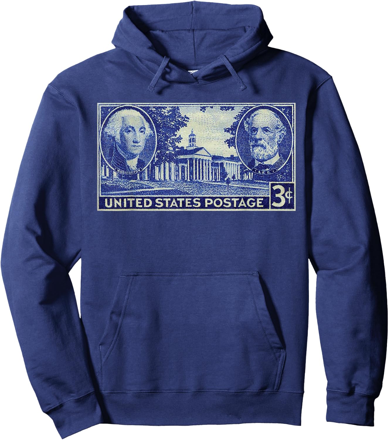 USA History Vintage Stamp George Washington & Robert E Lee Hoodie - Hoodie | Navy