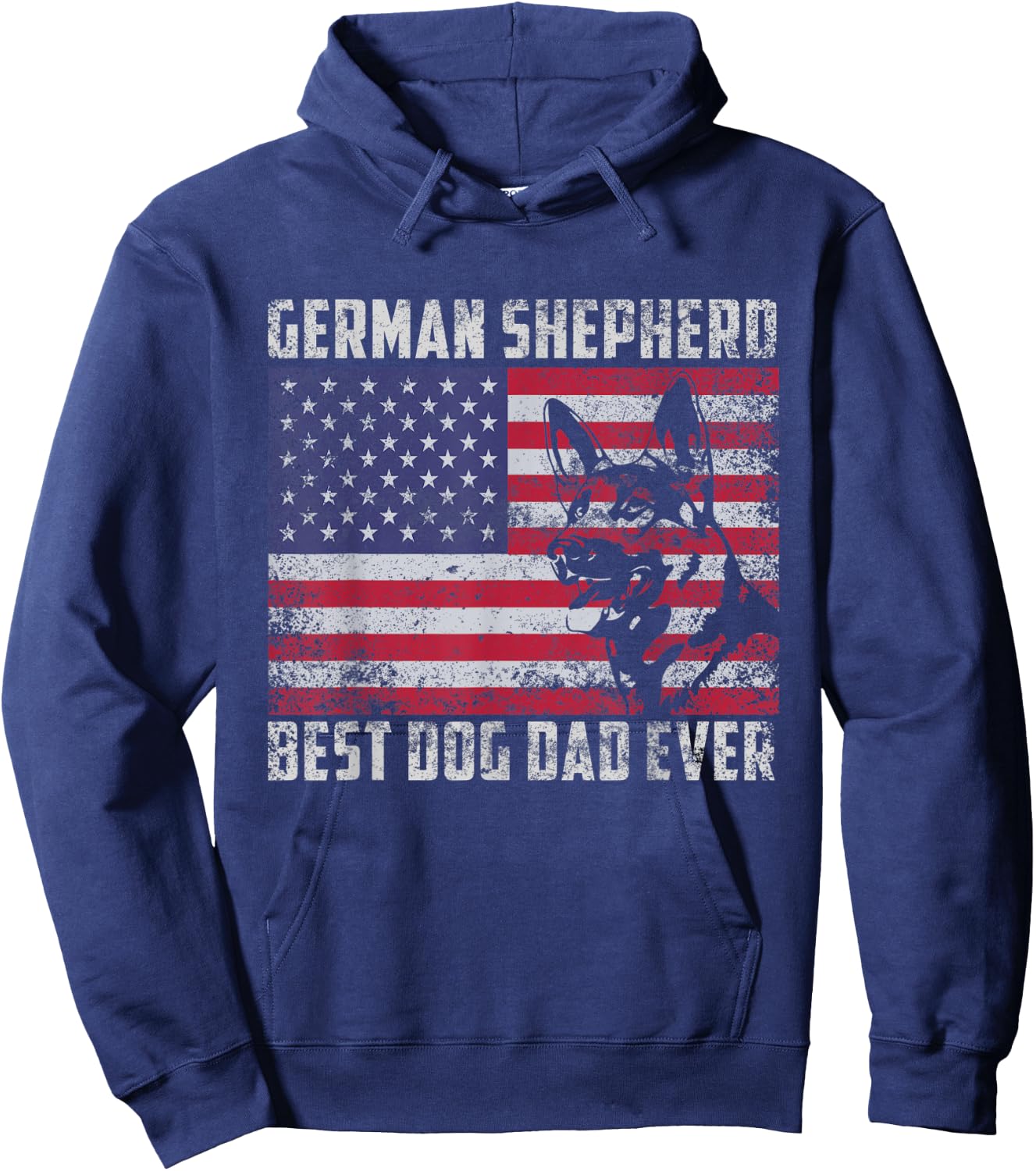 Best German Shepherd Dog Dad Ever American Flag Shirt Gift Hoodie - Hoodie | Navy
