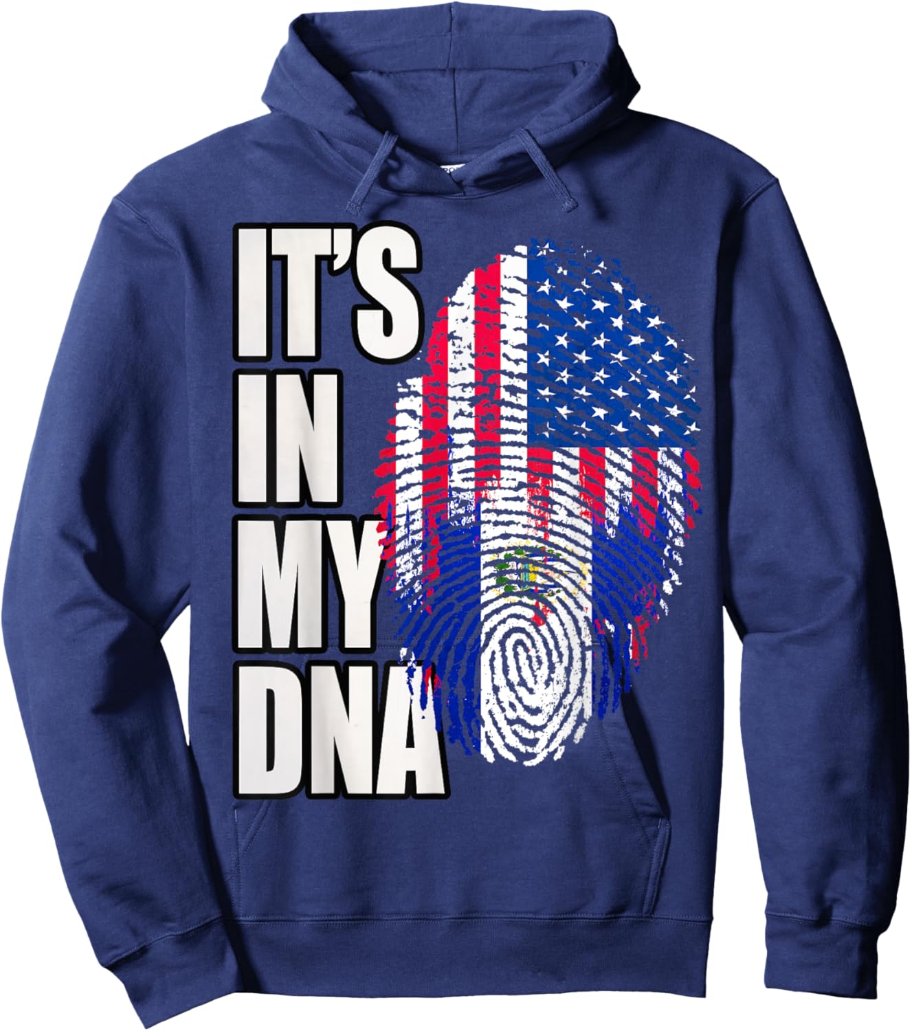 American and Salvadoran Heritage Mix DNA Flag Hoodie - Hoodie | Navy