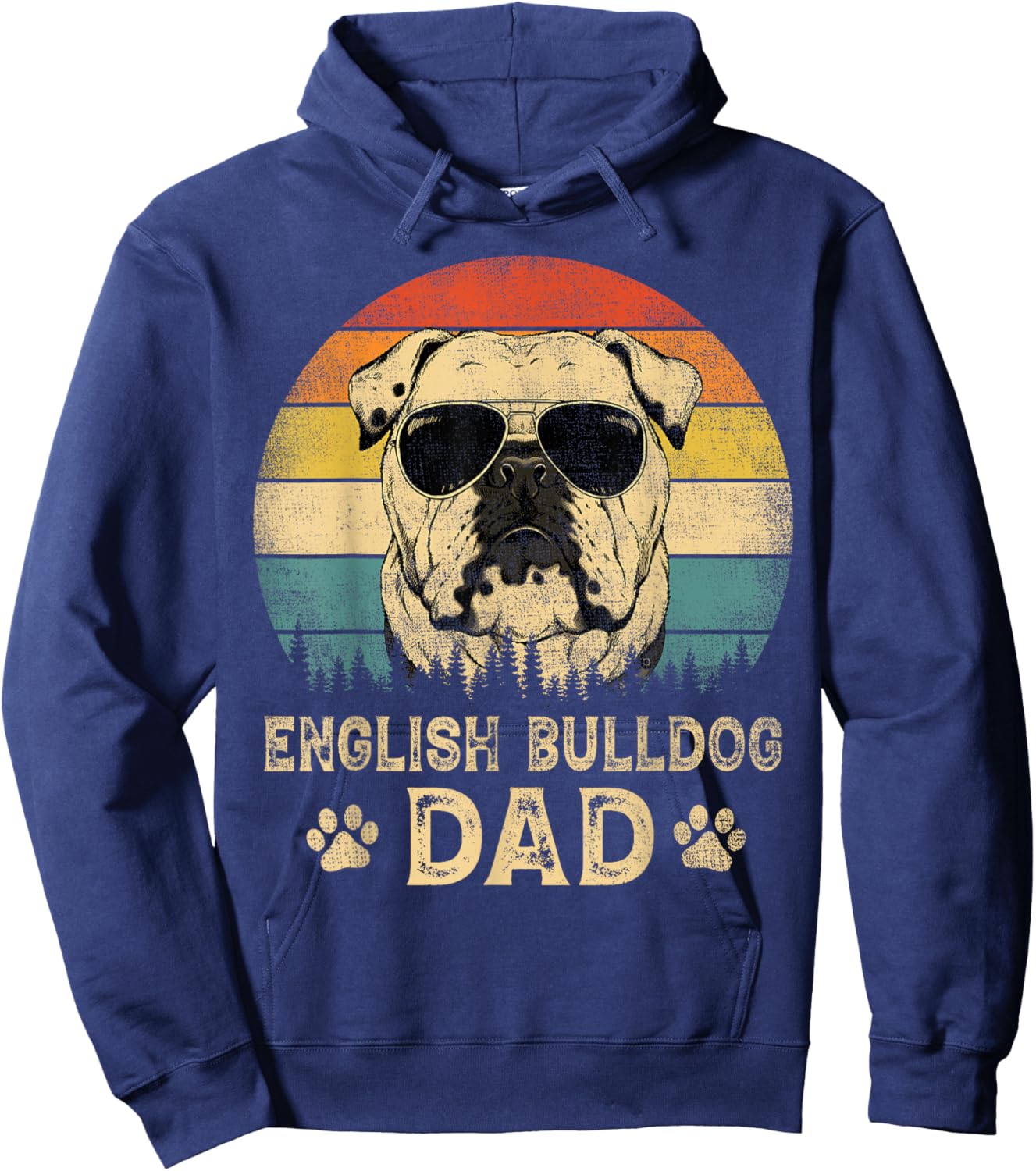 Vintage English Bulldog Dad Dog Lovers Father's Day Women Hoodie - Hoodie | Navy