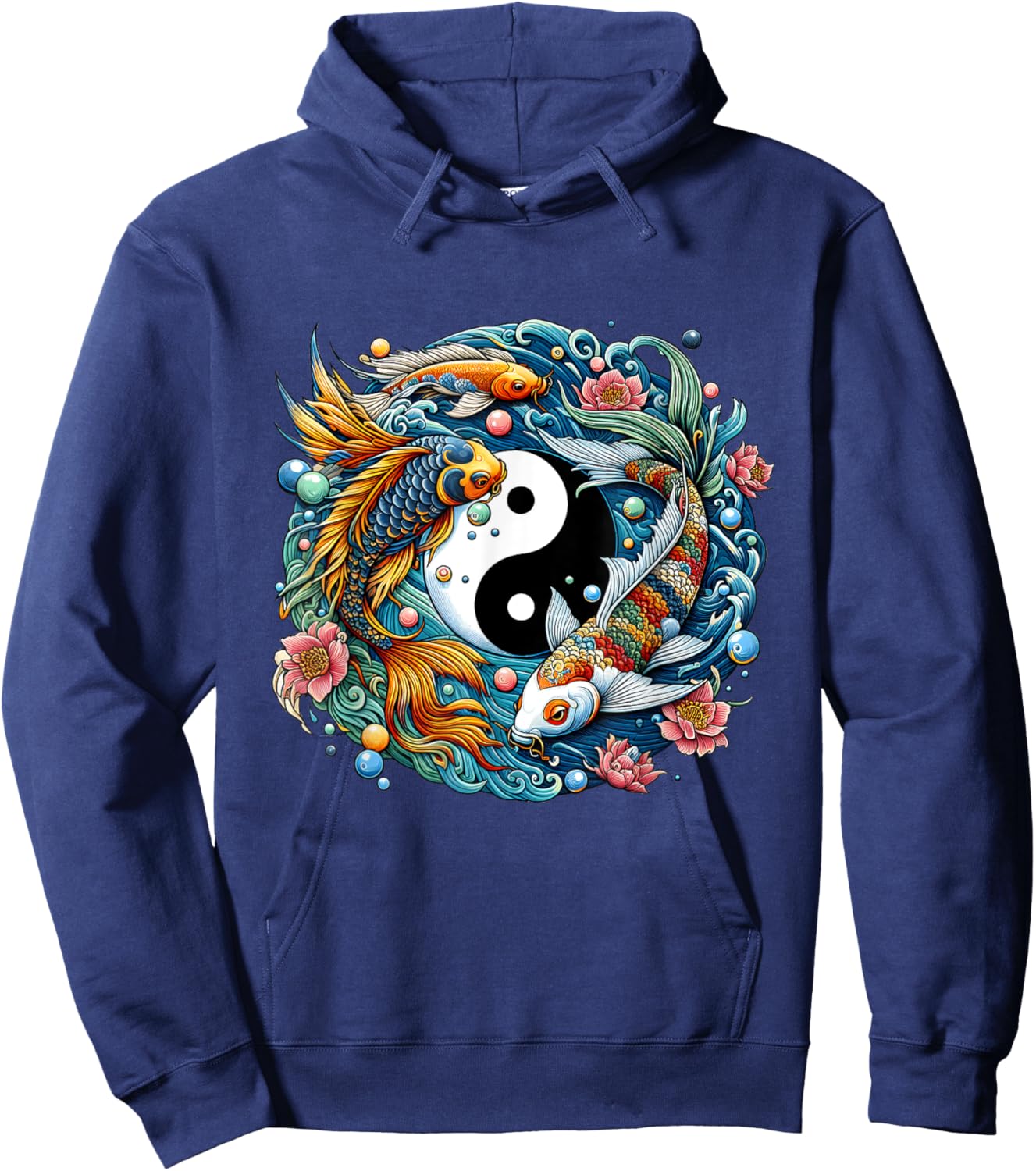 Chinese Yin Yang Koi Fish Harmony Artistic Creations Hoodie - Hoodie | Navy