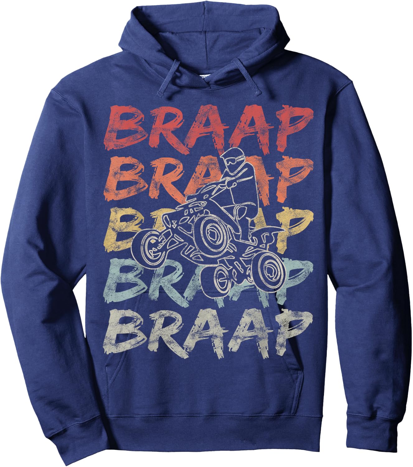 Vintage Braap Quad Biker Gift I ATV Four Wheeler Quad Bike Hoodie - Hoodie | Navy